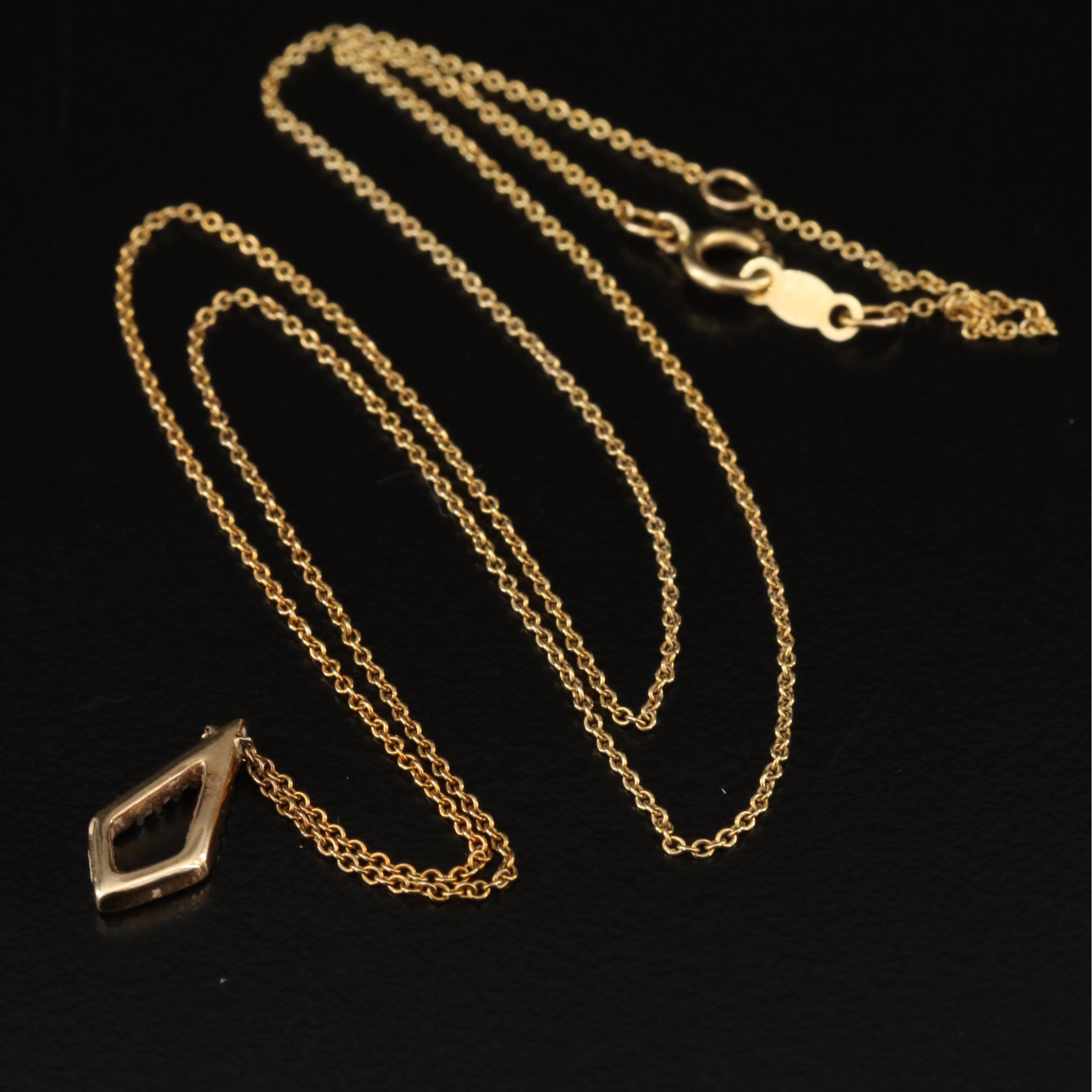 10K 0.06 CTW Diamond Pendant Necklace