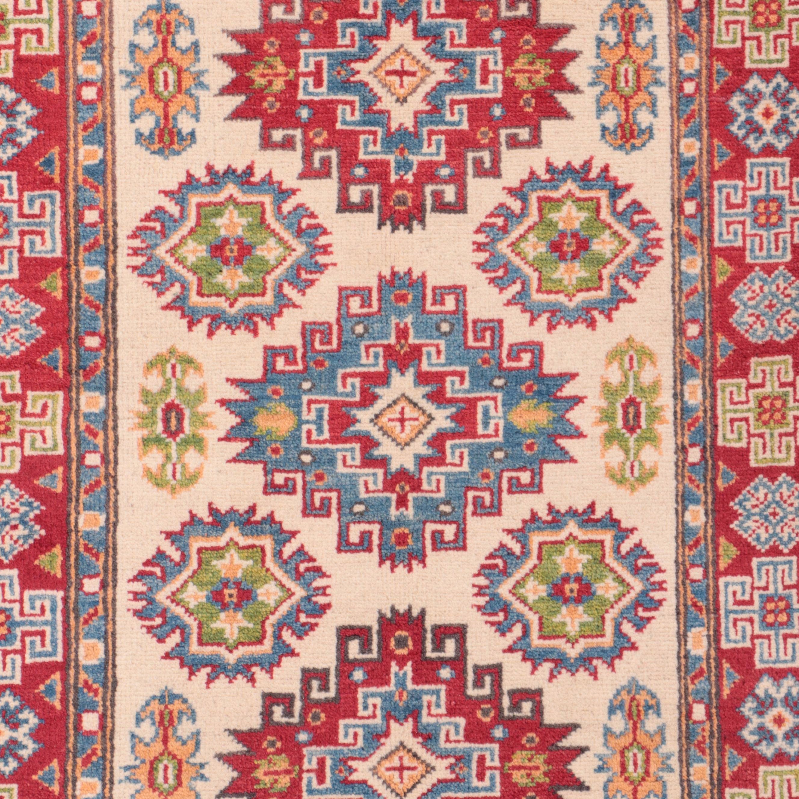 2'8 x 4'2 Hand-Knotted Pakistani Kazak Accent Rug