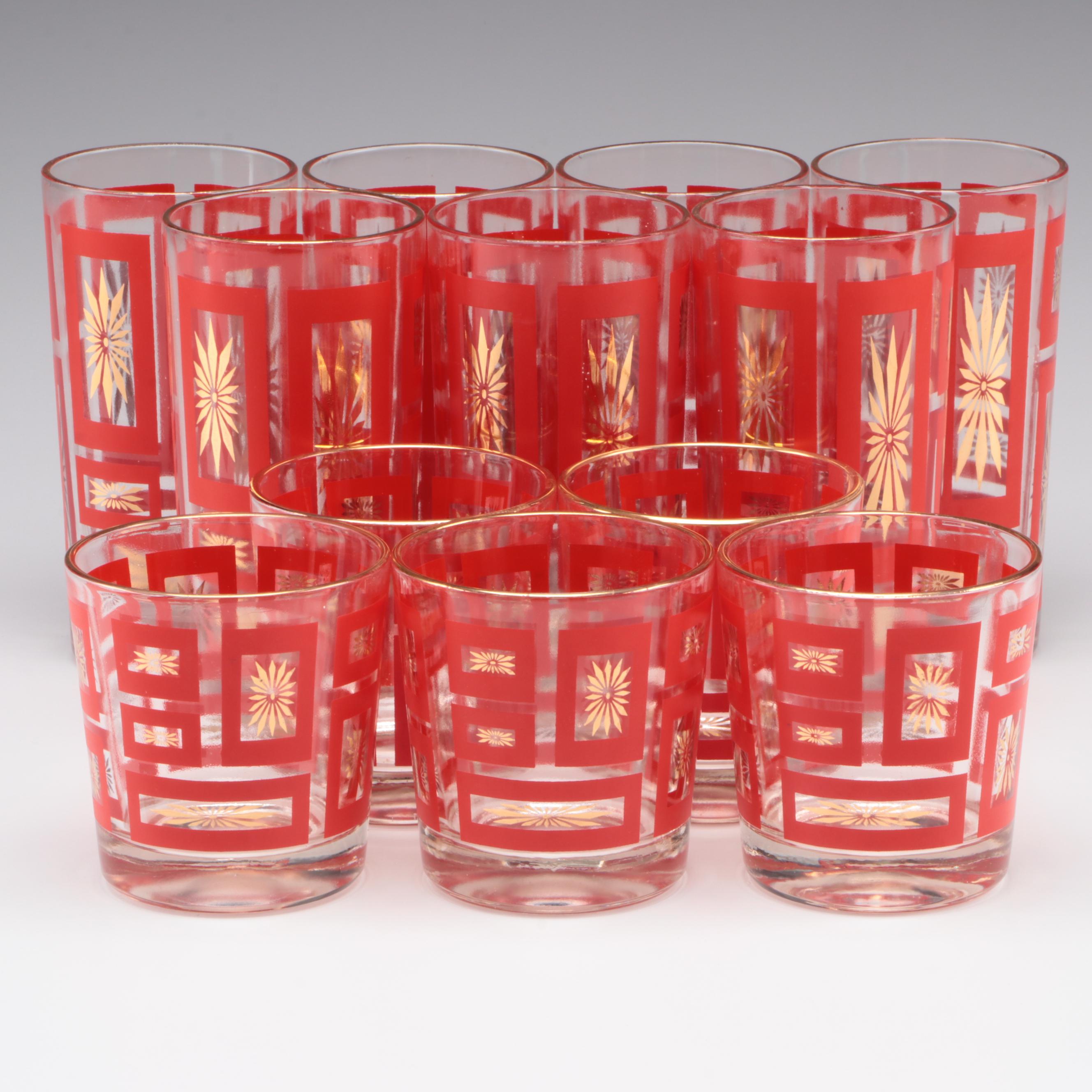 Mid Century Modern Style Jeannette Glass Atomic Starburst Glasses
