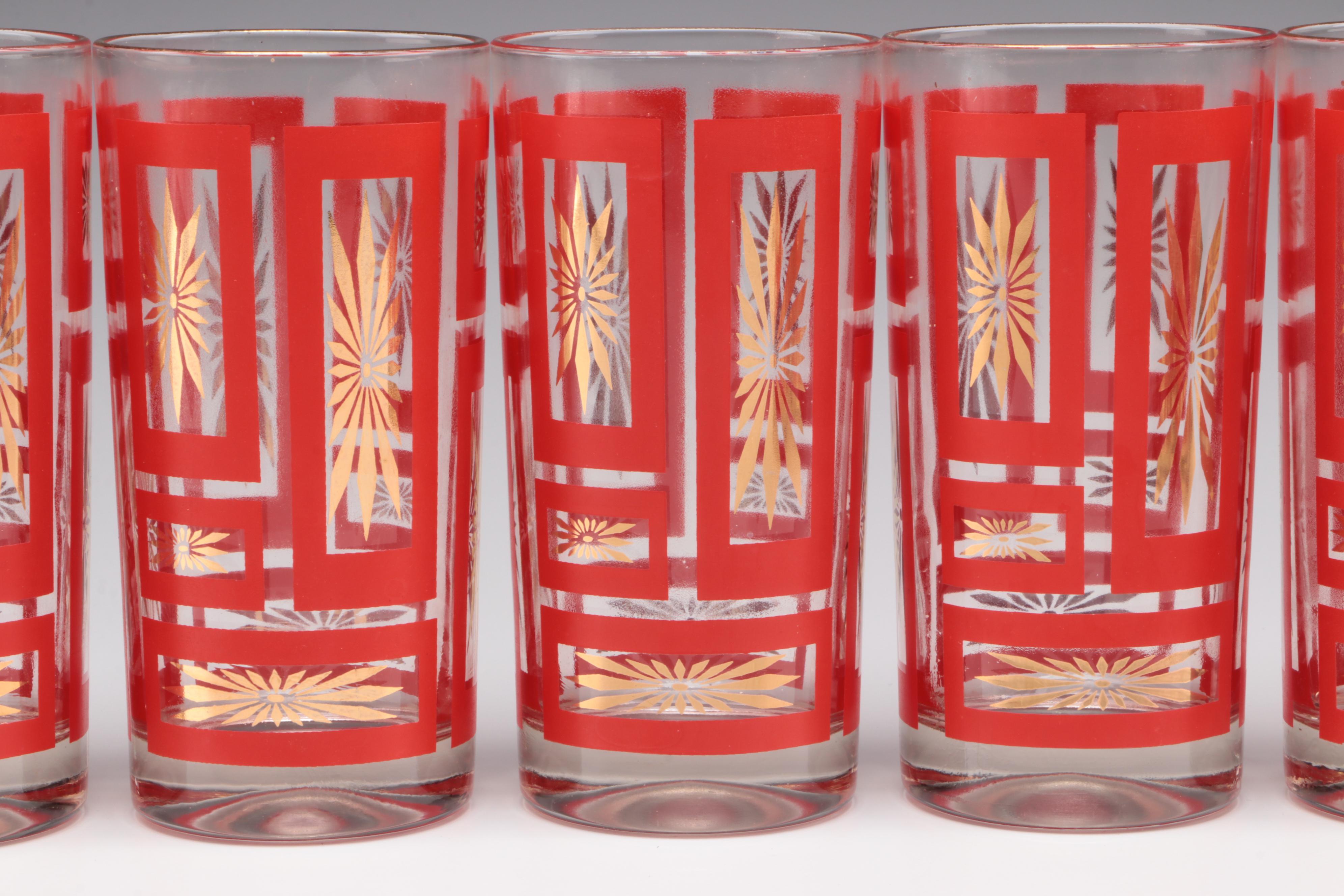 Mid Century Modern Style Jeannette Glass Atomic Starburst Glasses