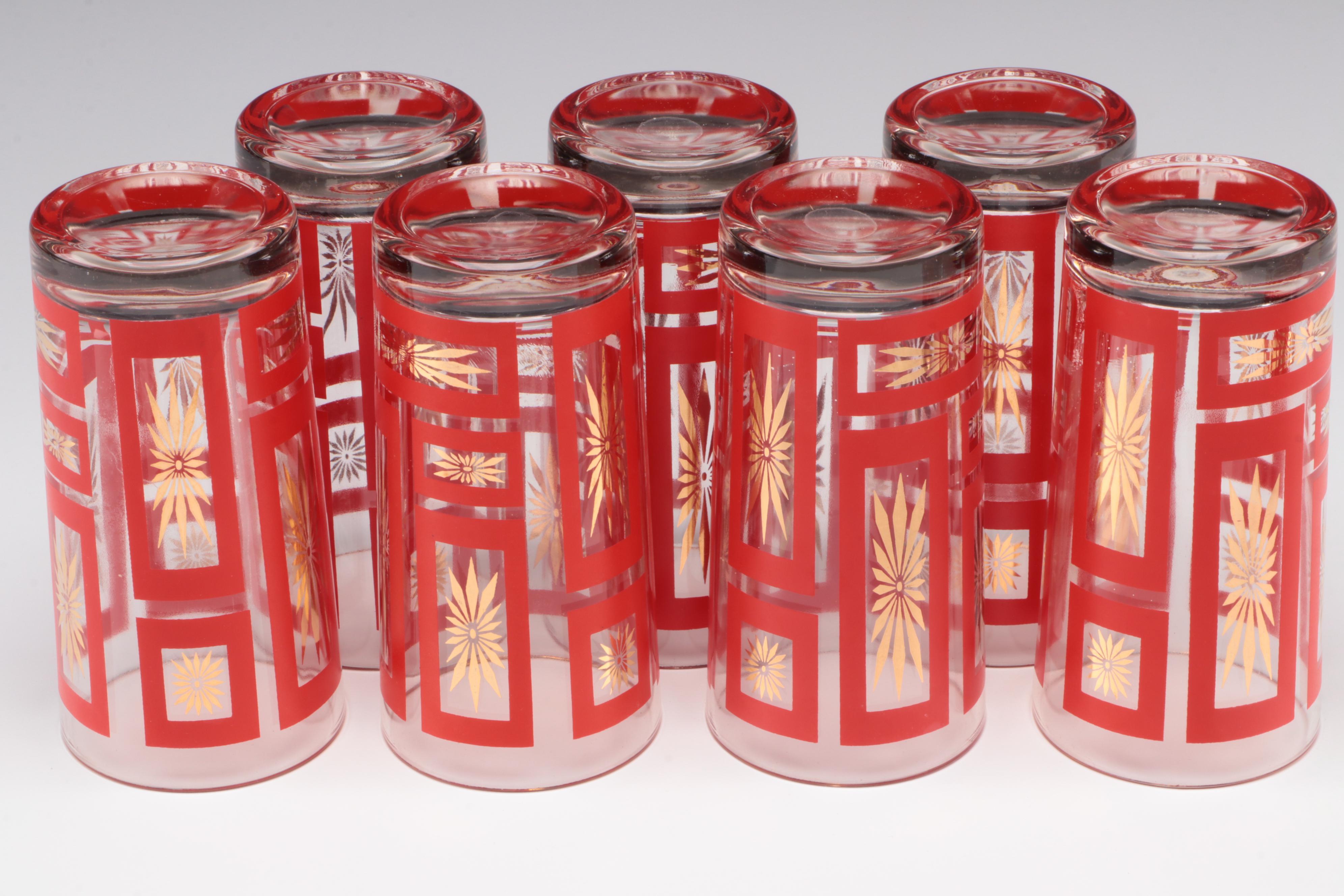 Mid Century Modern Style Jeannette Glass Atomic Starburst Glasses