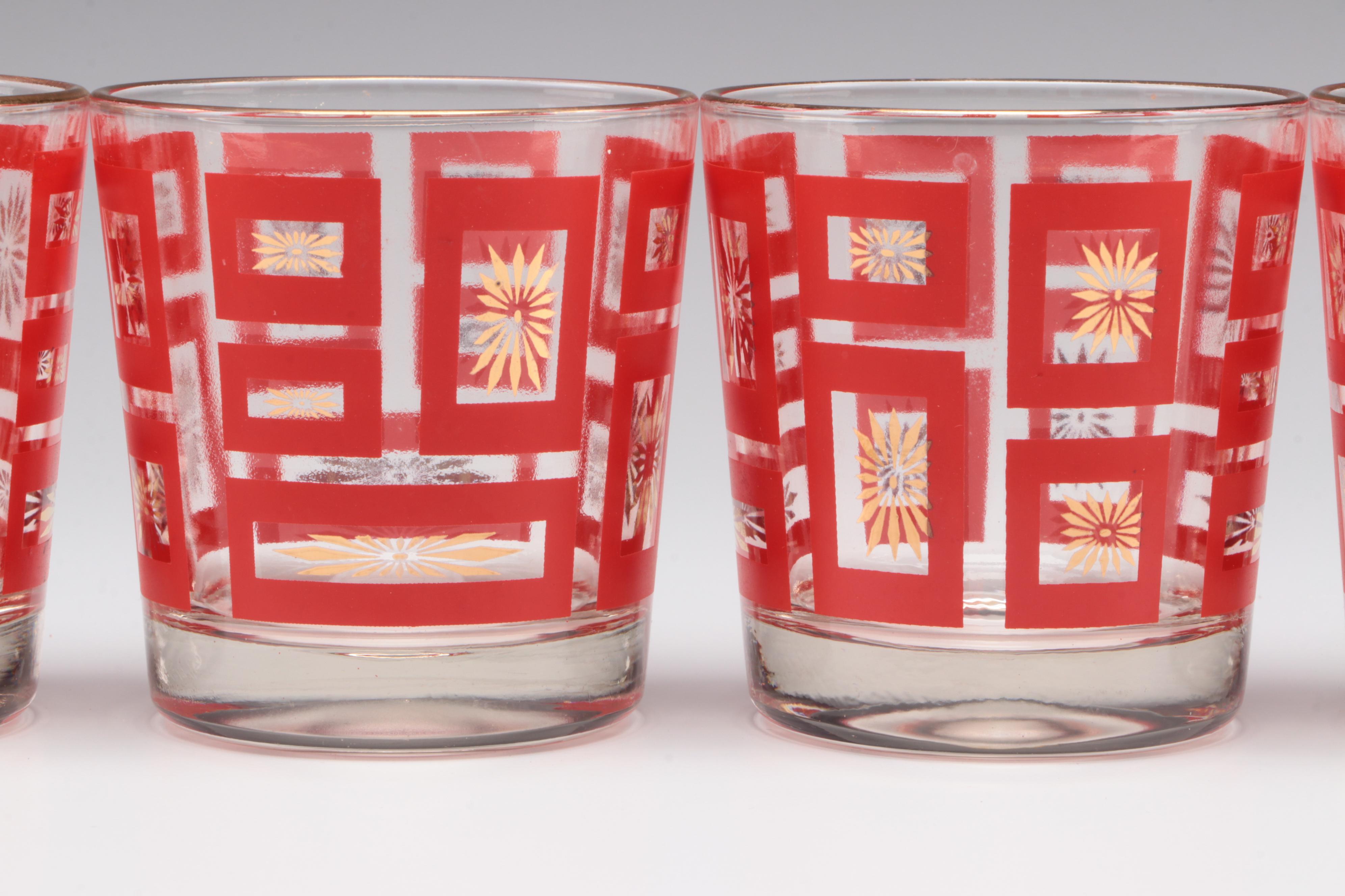 Mid Century Modern Style Jeannette Glass Atomic Starburst Glasses