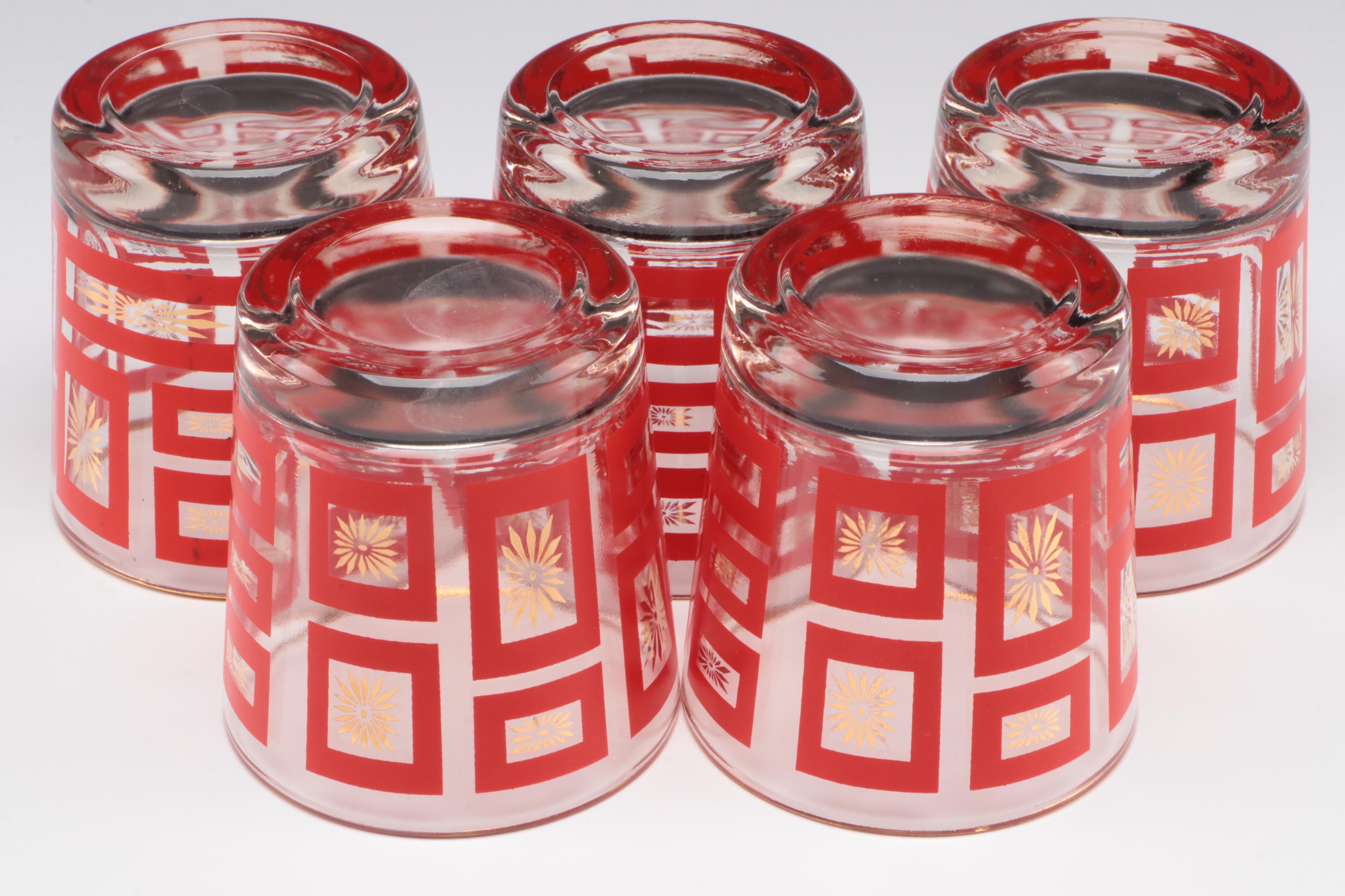 Mid Century Modern Style Jeannette Glass Atomic Starburst Glasses