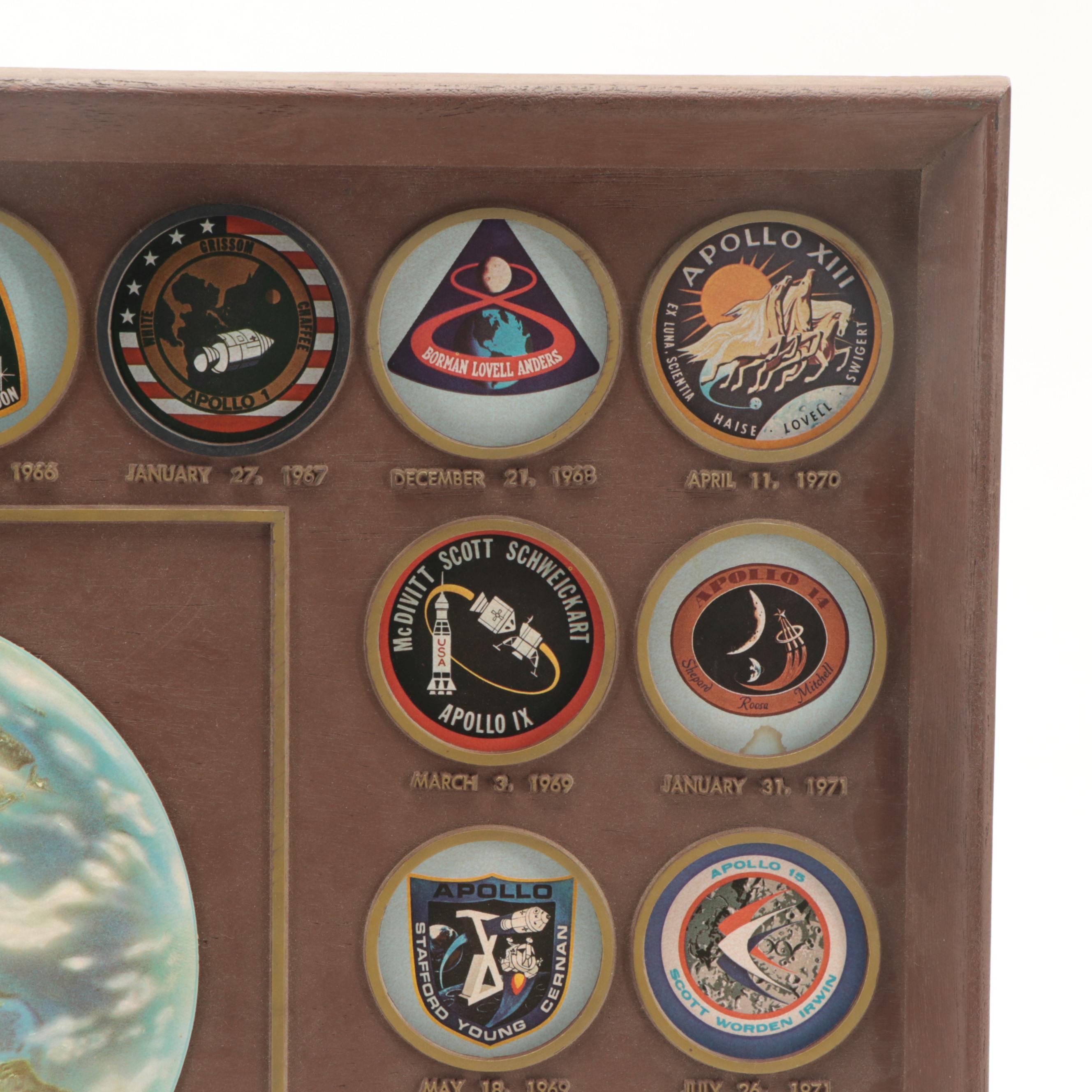 NASA Space Mission Flight Badge Decal Framed Display, 1961–1972