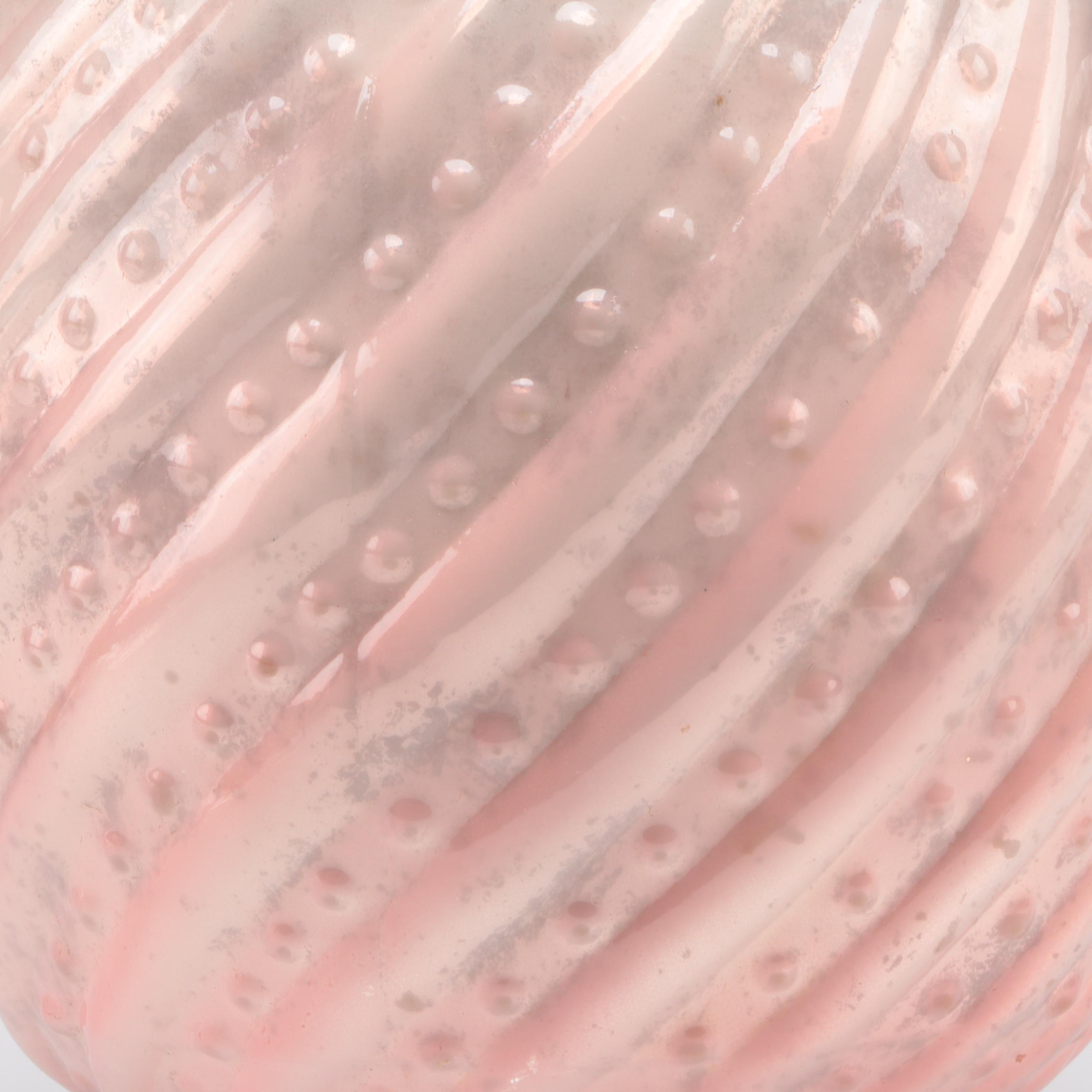 Optic Mold Blown Glass Pink and White Egg Shaped Table Décor