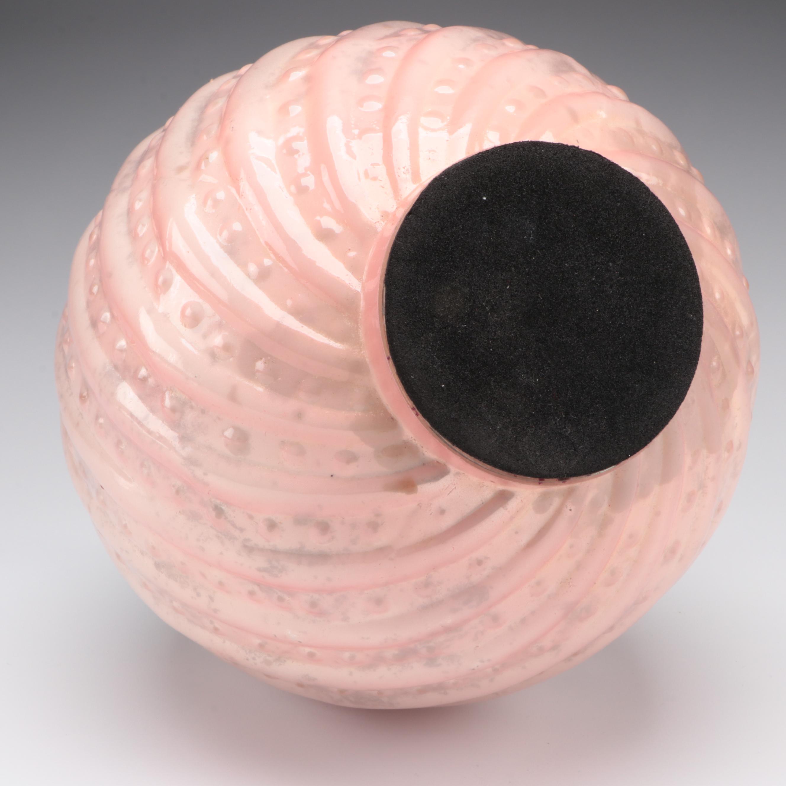 Optic Mold Blown Glass Pink and White Egg Shaped Table Décor