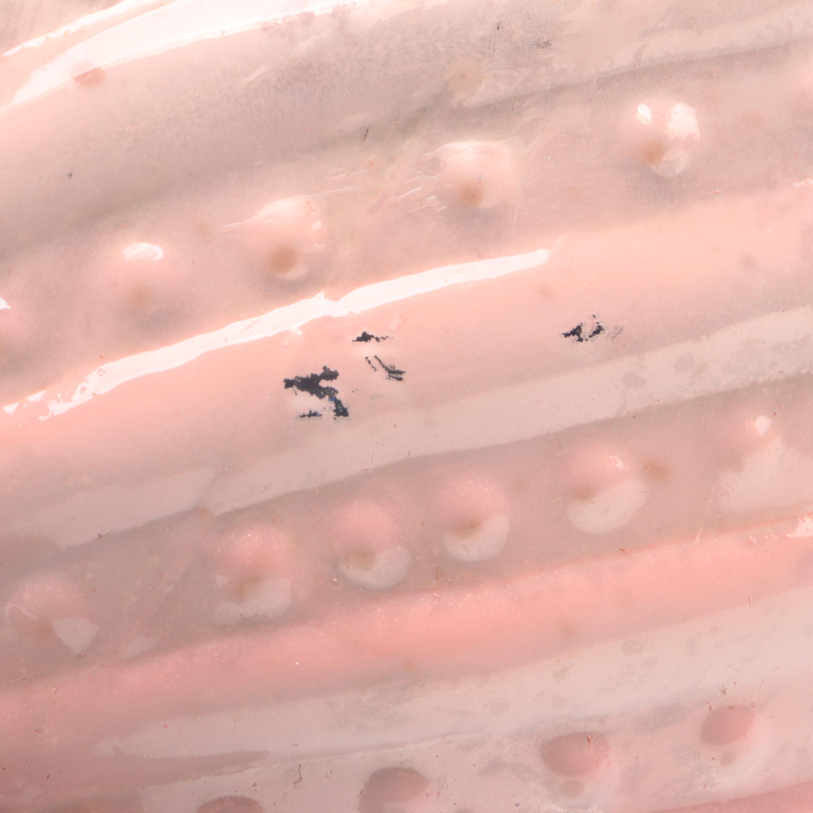 Optic Mold Blown Glass Pink and White Egg Shaped Table Décor