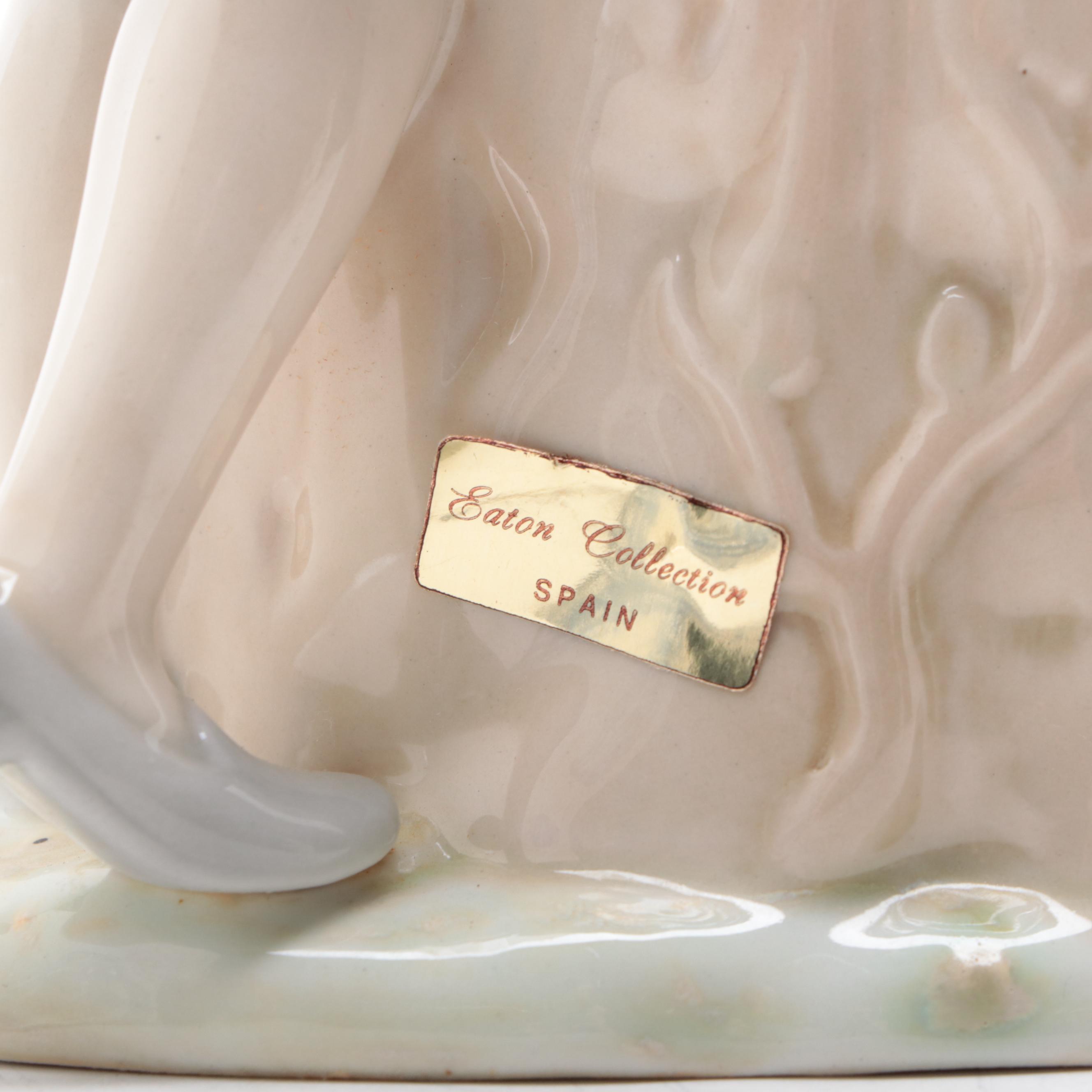 Spanish Porcelain Couple Figurine and Owl Vase with Russian Figurine