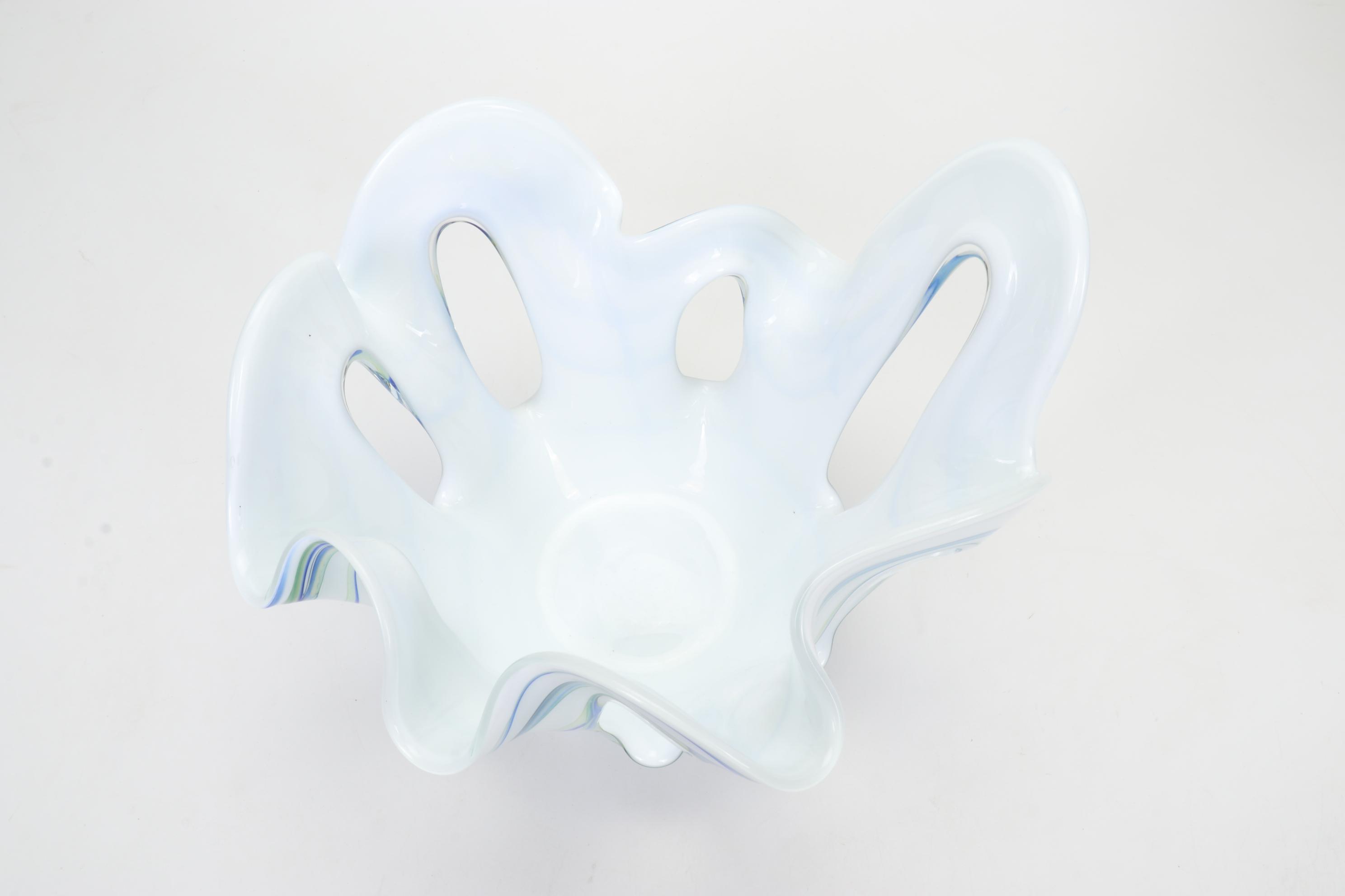 Blown Art Glass Table Lamp and Centerpiece Fruit Bowl