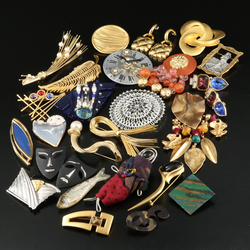 Ken Loeber 1981 "Minnow" Brooch Featured in Assortment of Jewelry
