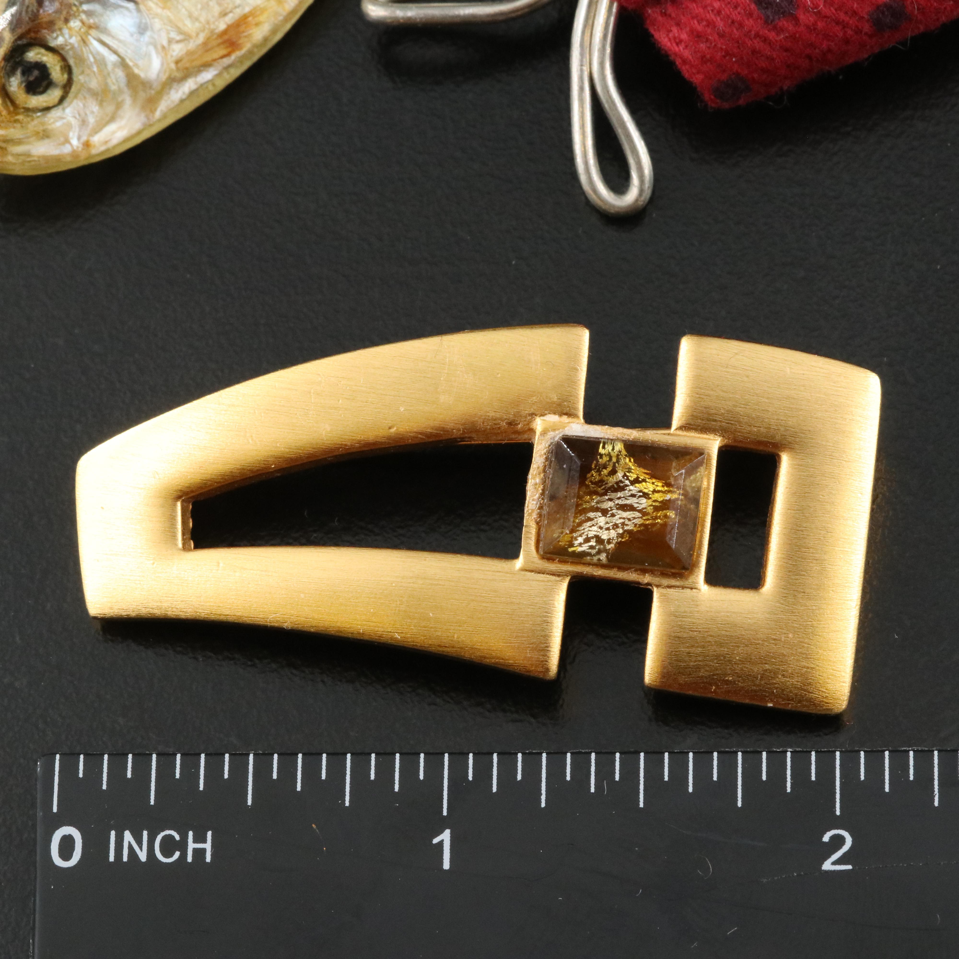 Ken Loeber 1981 "Minnow" Brooch Featured in Assortment of Jewelry