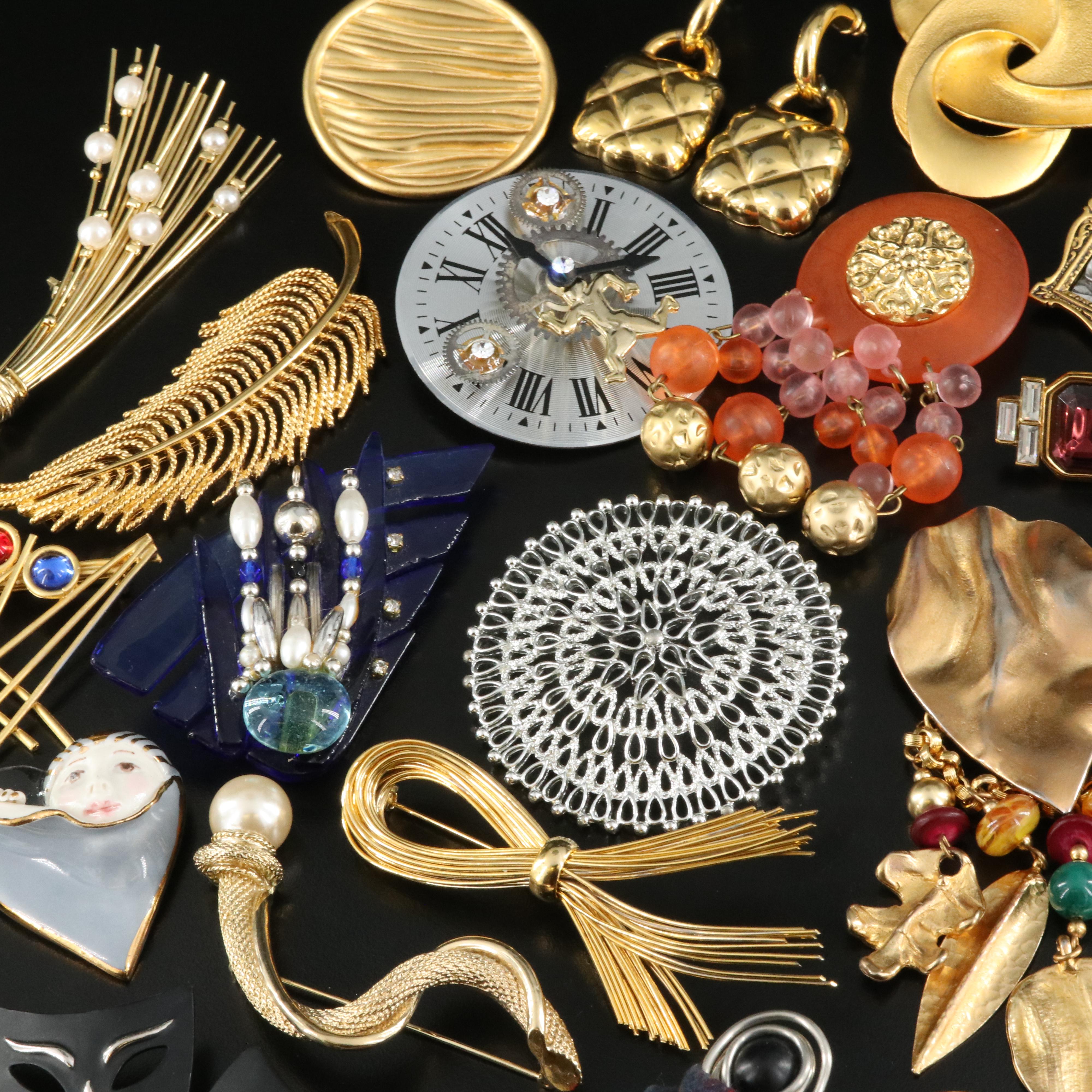 Ken Loeber 1981 "Minnow" Brooch Featured in Assortment of Jewelry