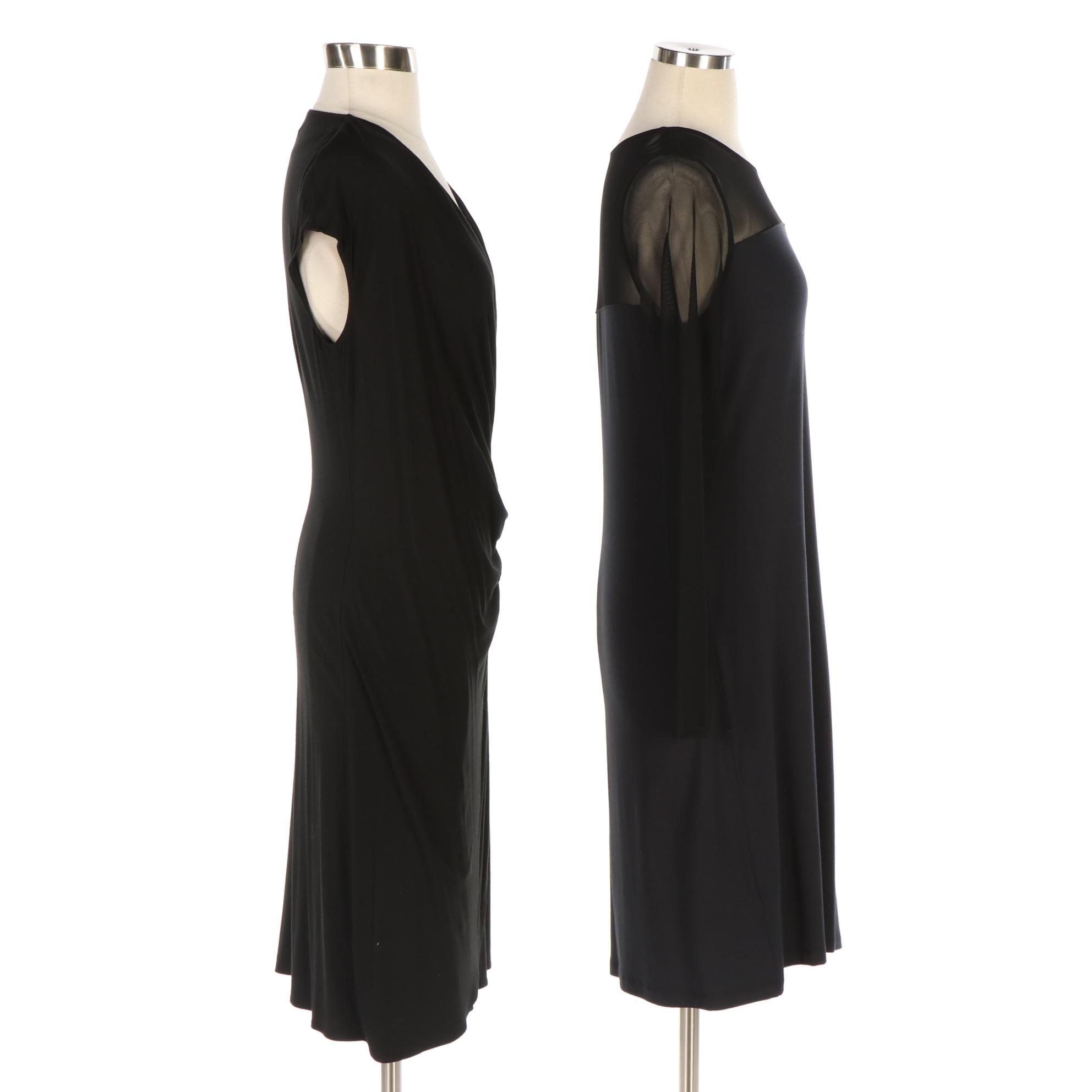 Tommy Bahama Knit Dress with Mesh Sleeves and V-Cut Neckline Draped Dress