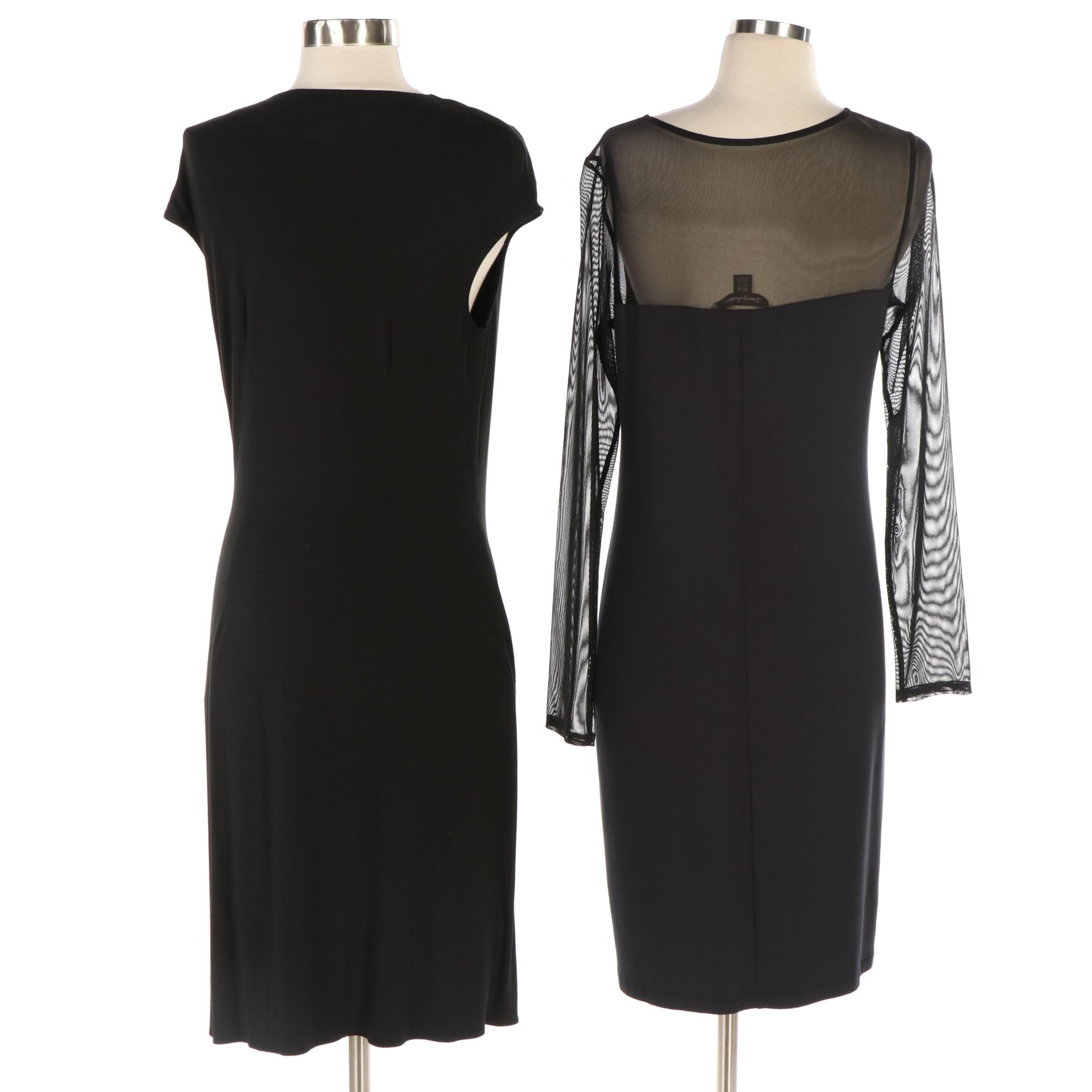 Tommy Bahama Knit Dress with Mesh Sleeves and V-Cut Neckline Draped Dress