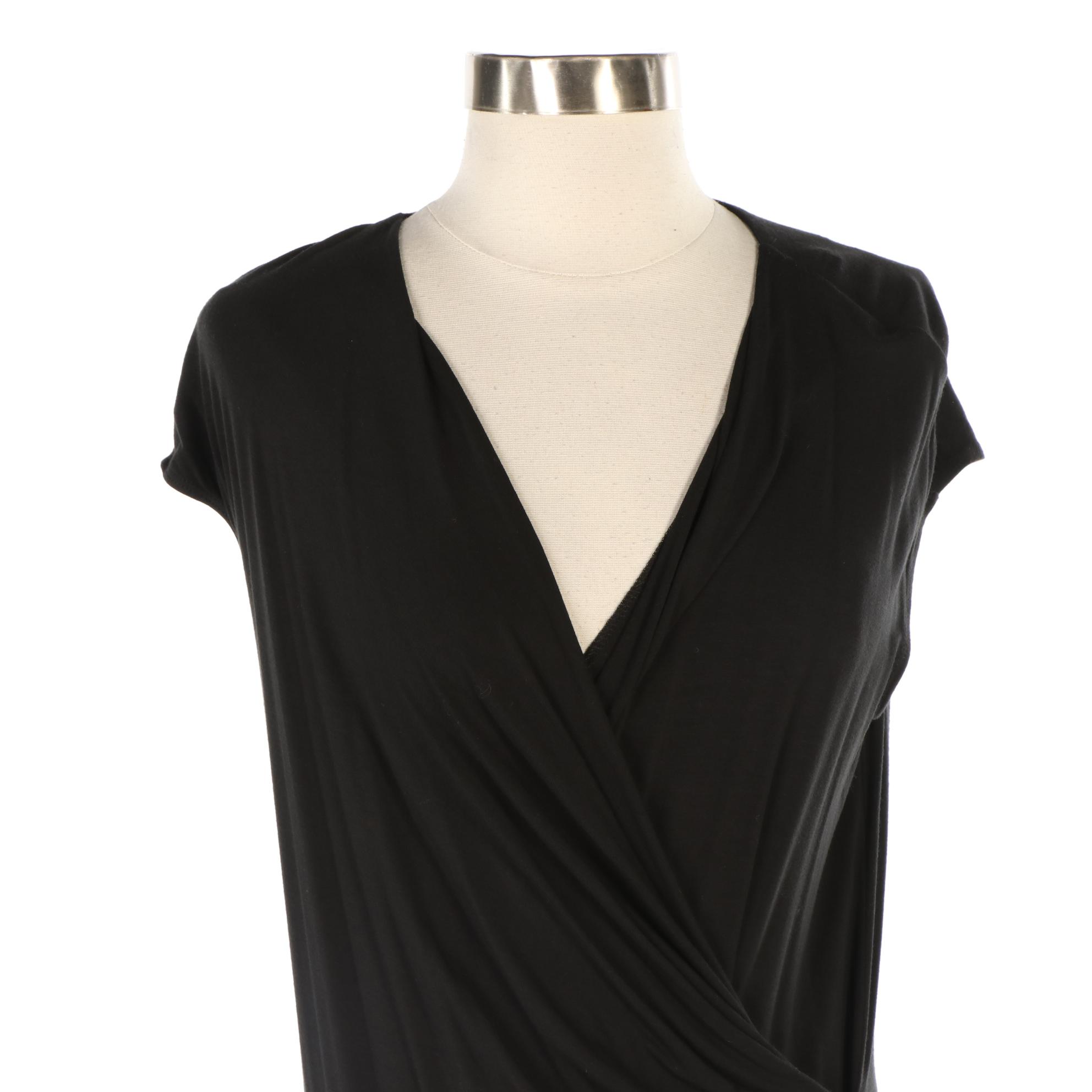 Tommy Bahama Knit Dress with Mesh Sleeves and V-Cut Neckline Draped Dress