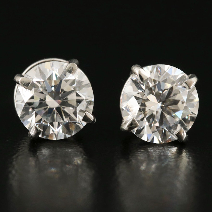 Platinum 3.04 CTW Lab Grown Diamond Stud Earrings with IGI Reports