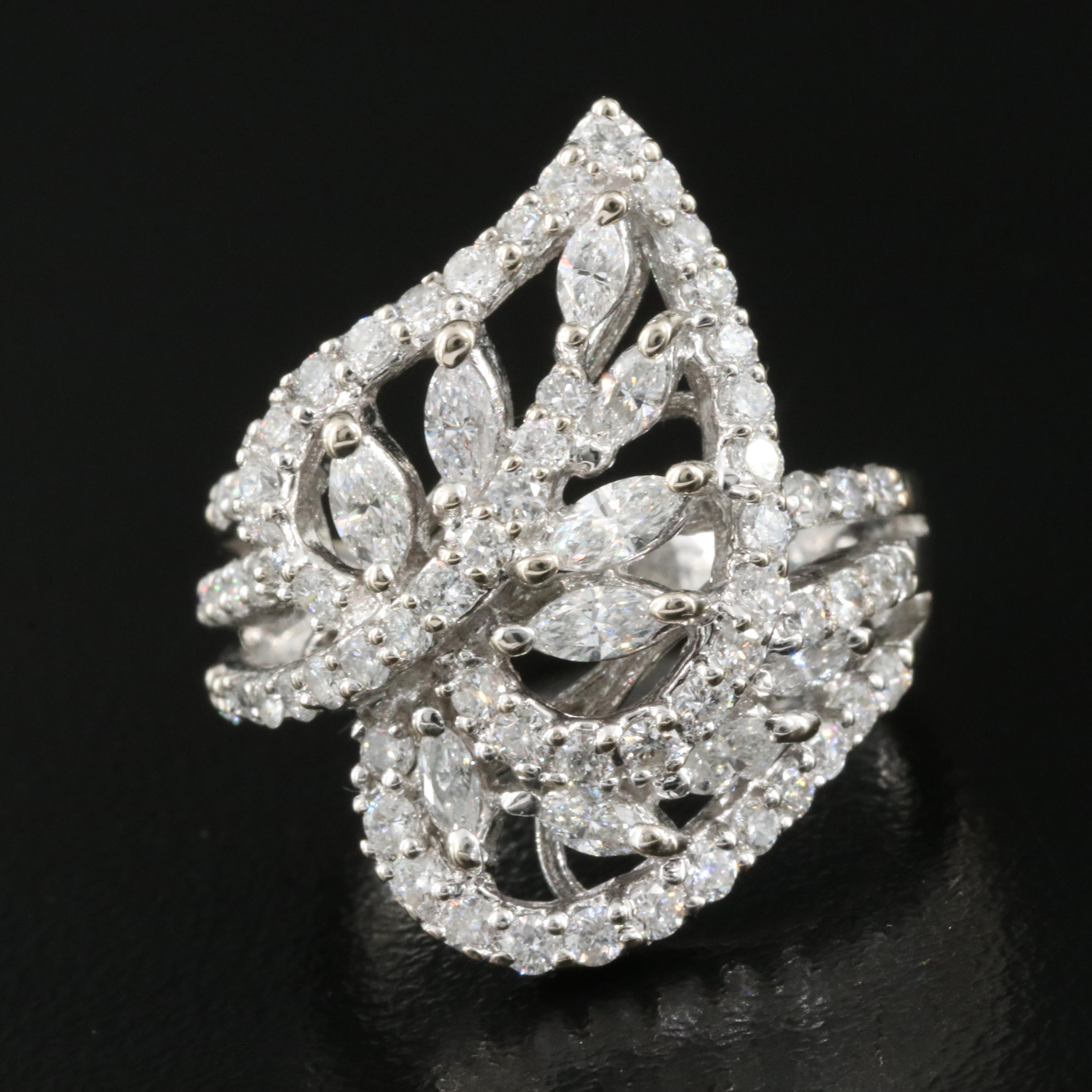 18K 1.75 CTW Diamond Leaf Ring