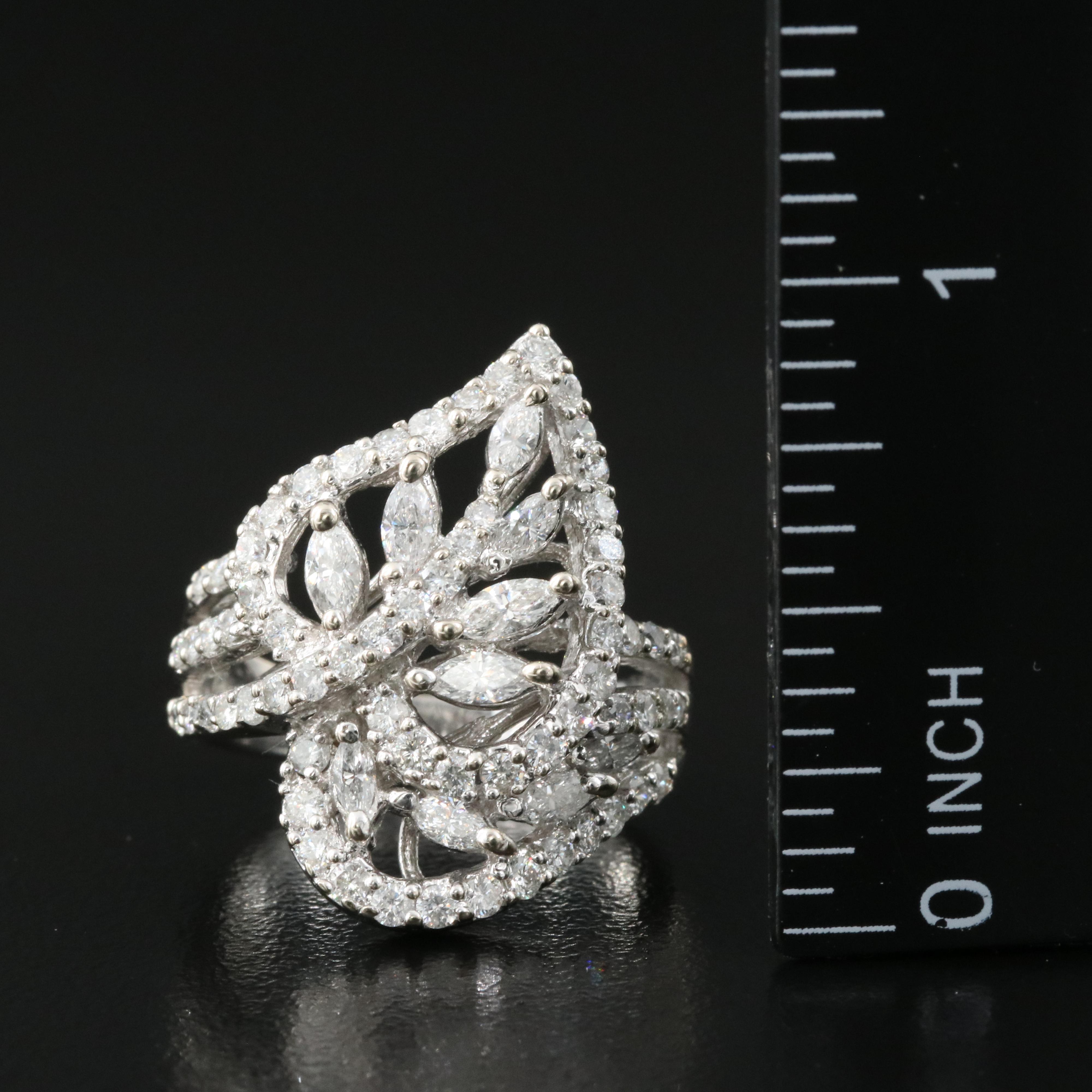 18K 1.75 CTW Diamond Leaf Ring