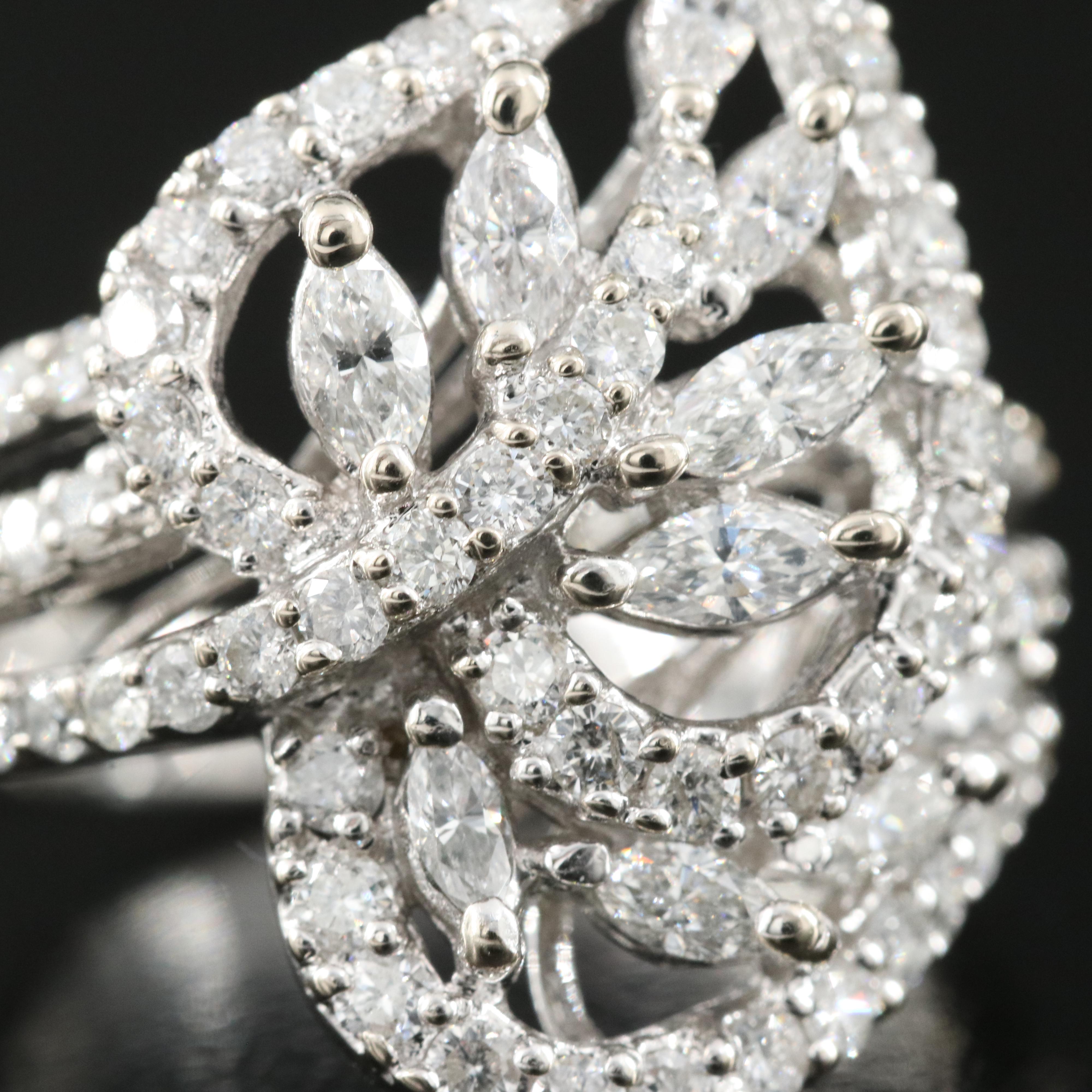 18K 1.75 CTW Diamond Leaf Ring