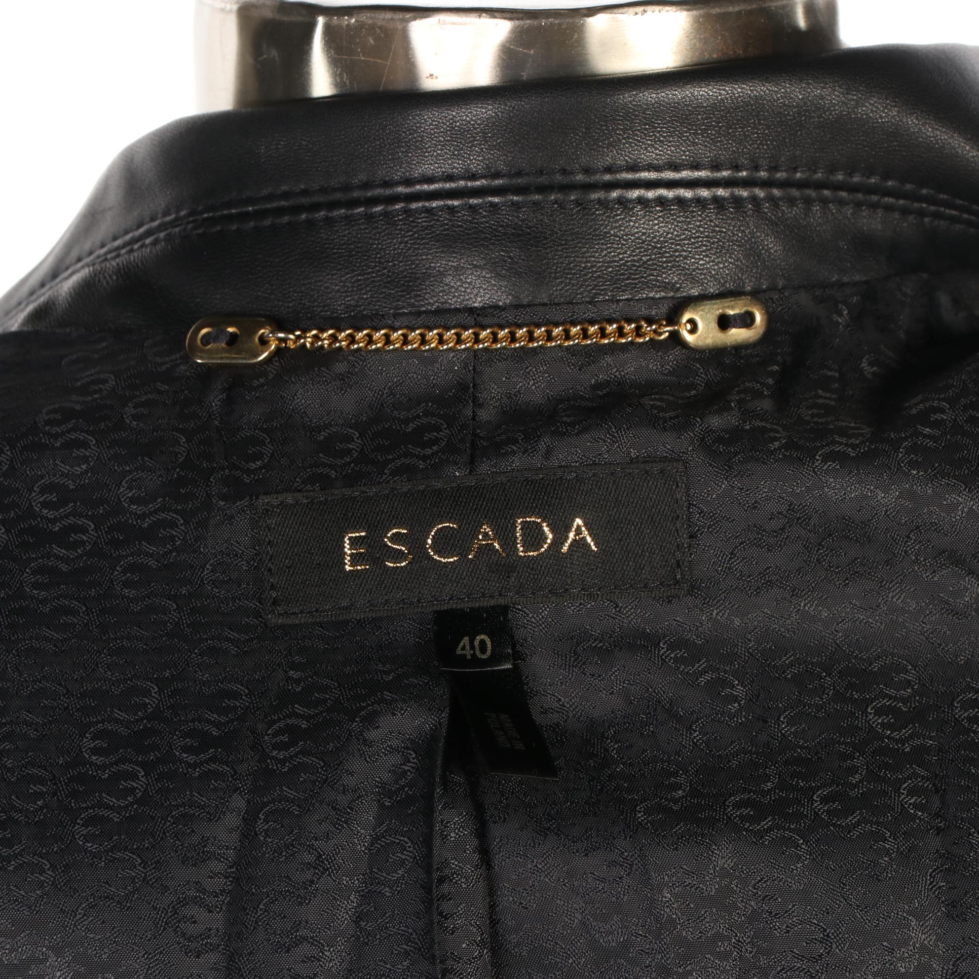 Escada Black Lambskin Jacket and Raglan-Sleeve Cardigan Sweater
