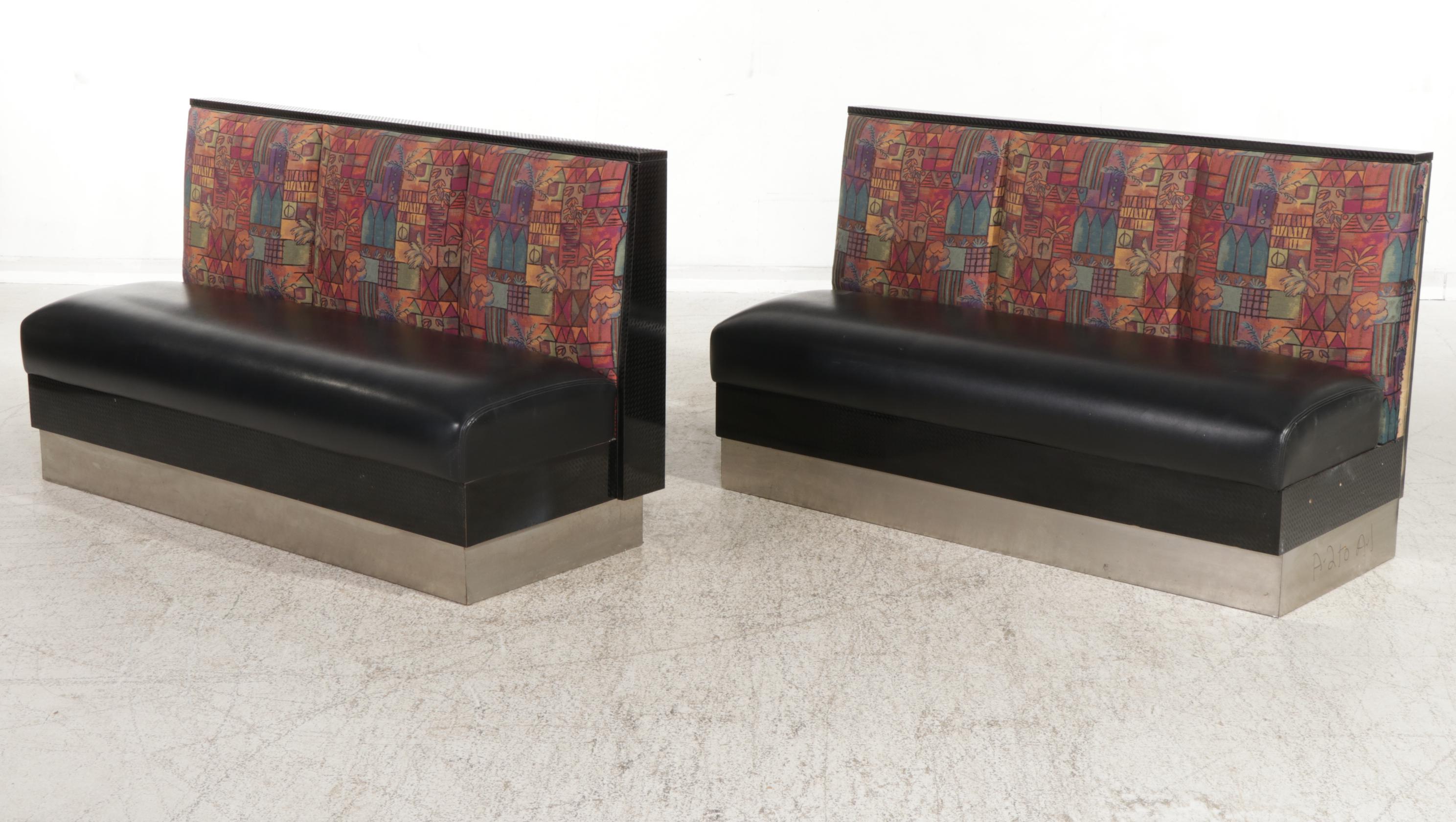 Pair of Falcon Vinyl and Fabric Upholstered Restaurant Booth Seats
