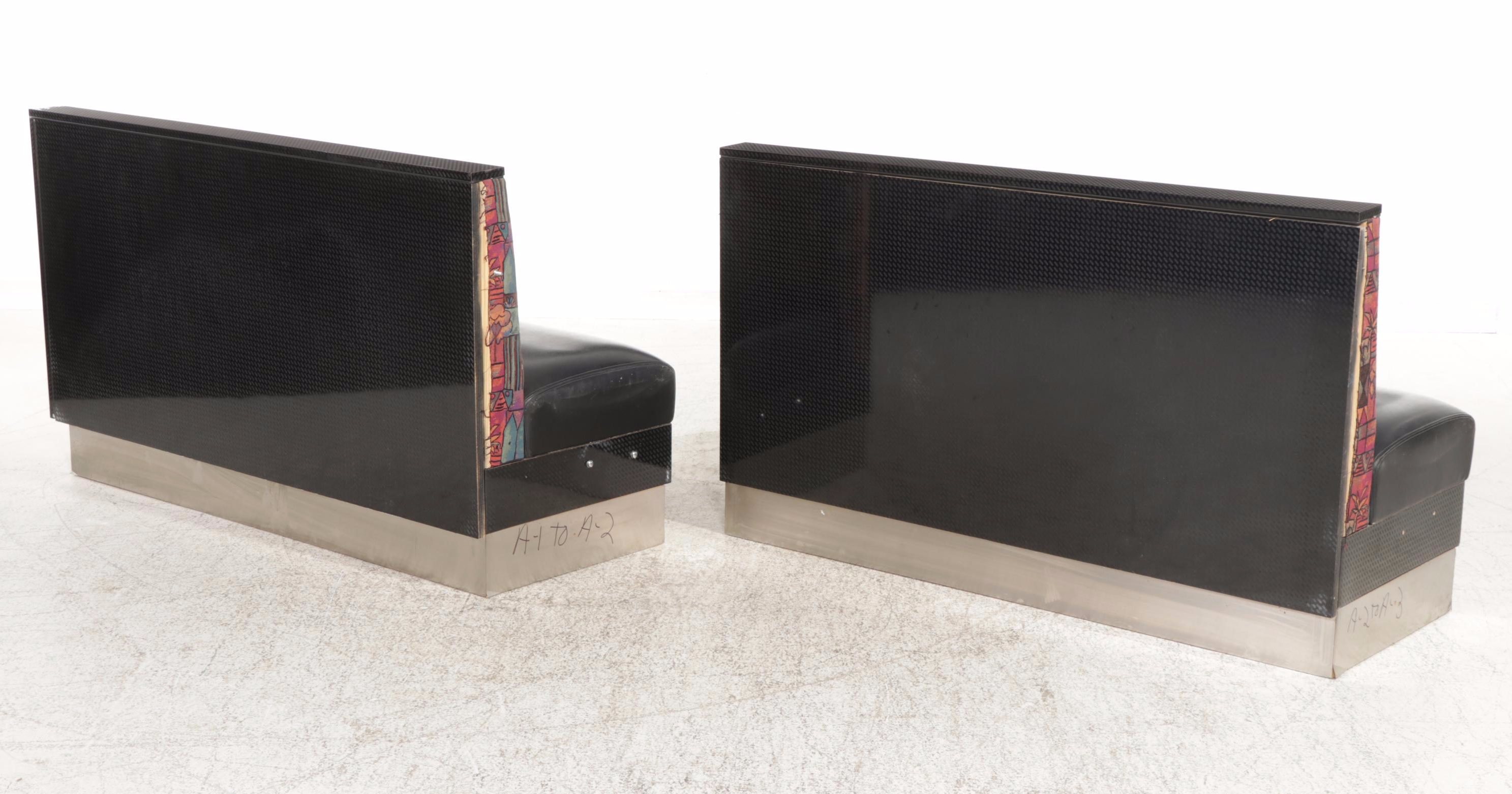 Pair of Falcon Vinyl and Fabric Upholstered Restaurant Booth Seats