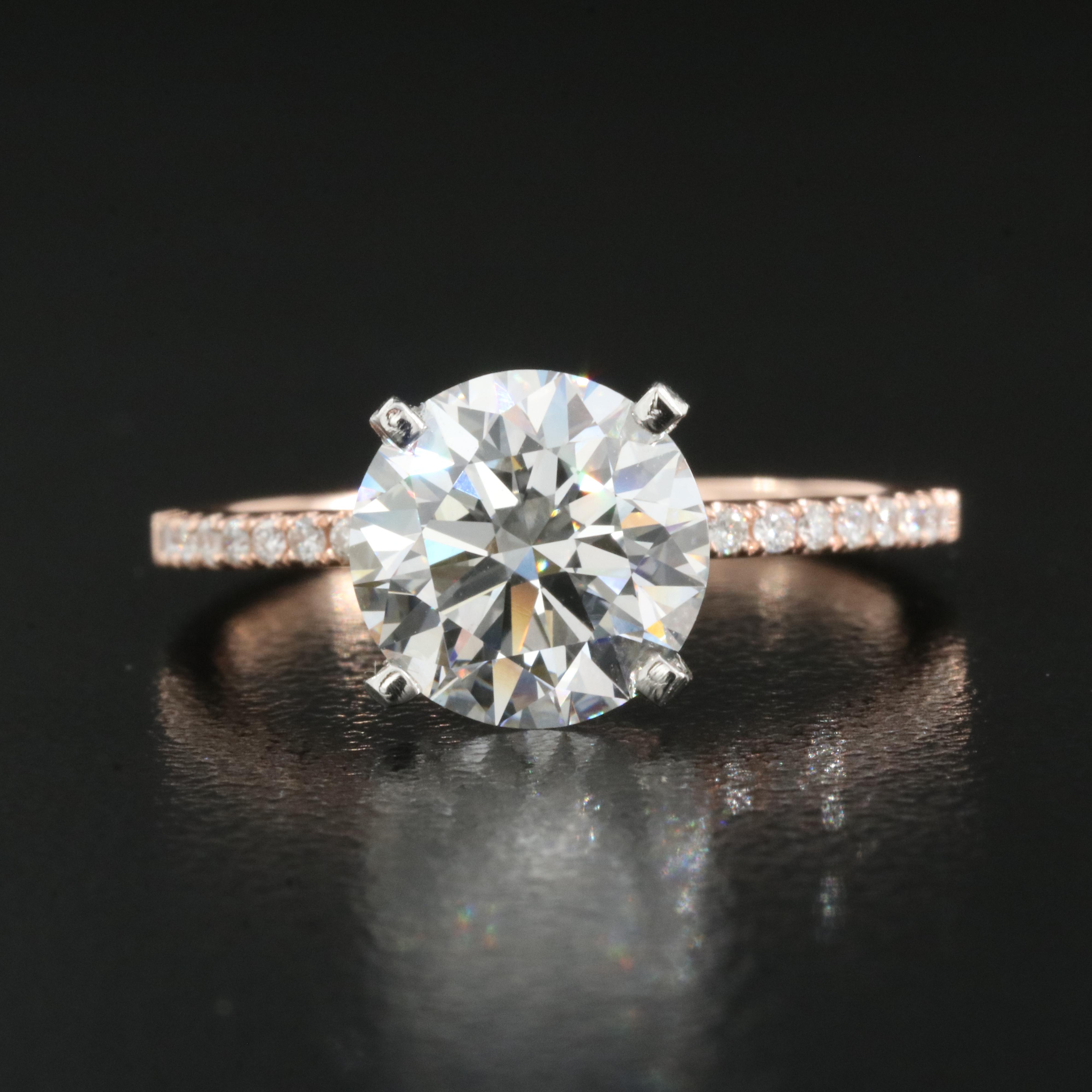 14K Rose Gold and Platinum 2.53 CTW Lab Grown Diamond Ring with IGI Report