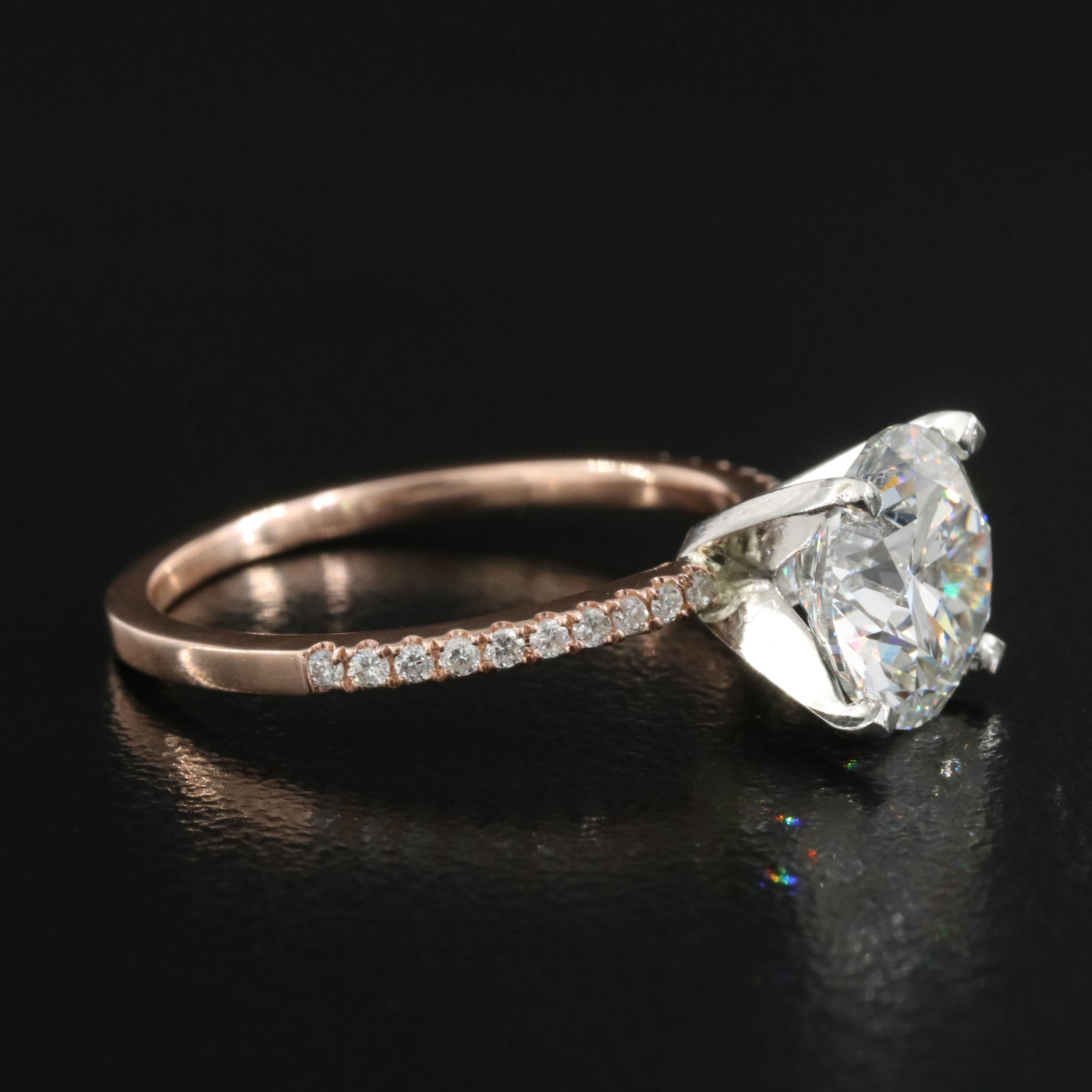 14K Rose Gold and Platinum 2.53 CTW Lab Grown Diamond Ring with IGI Report