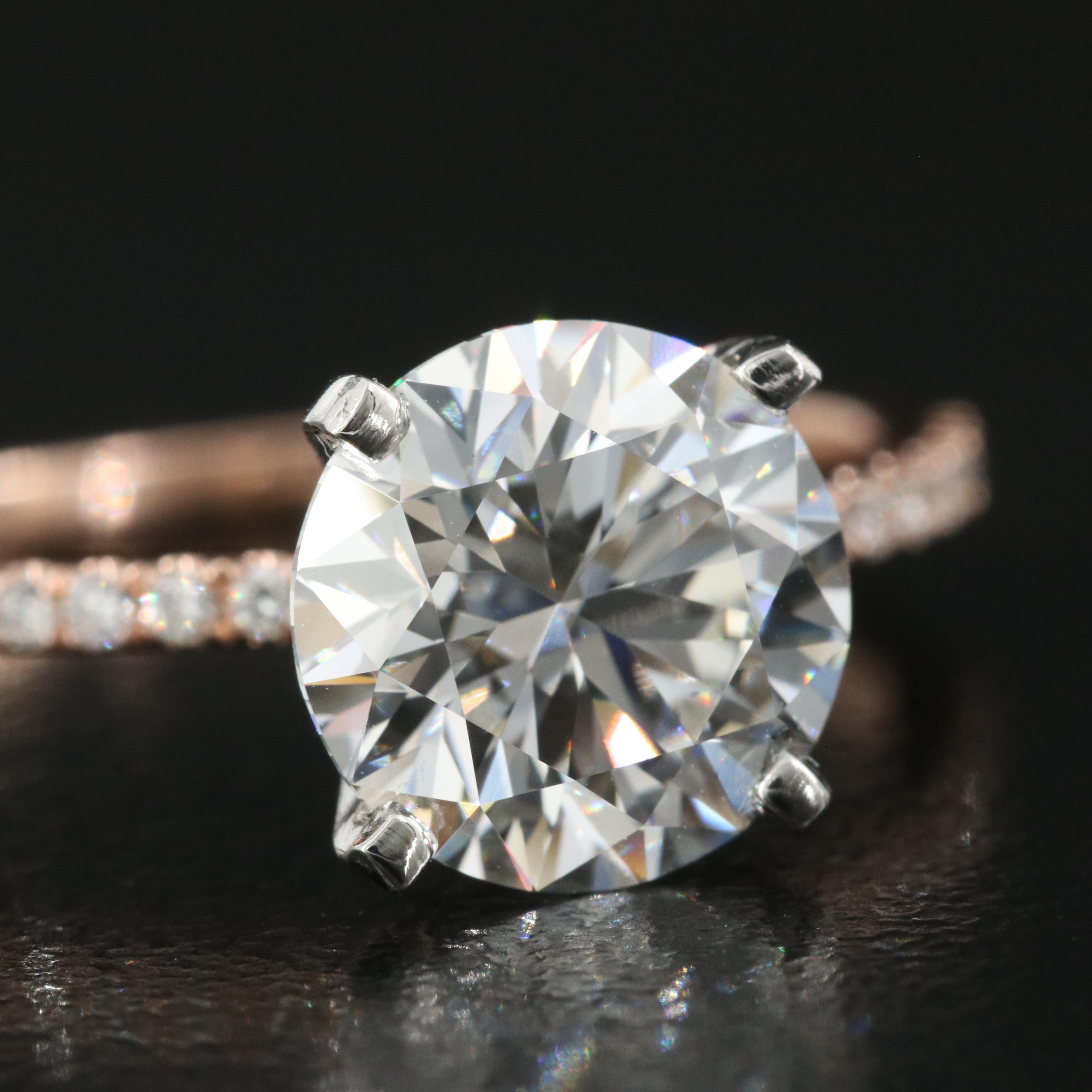 14K Rose Gold and Platinum 2.53 CTW Lab Grown Diamond Ring with IGI Report