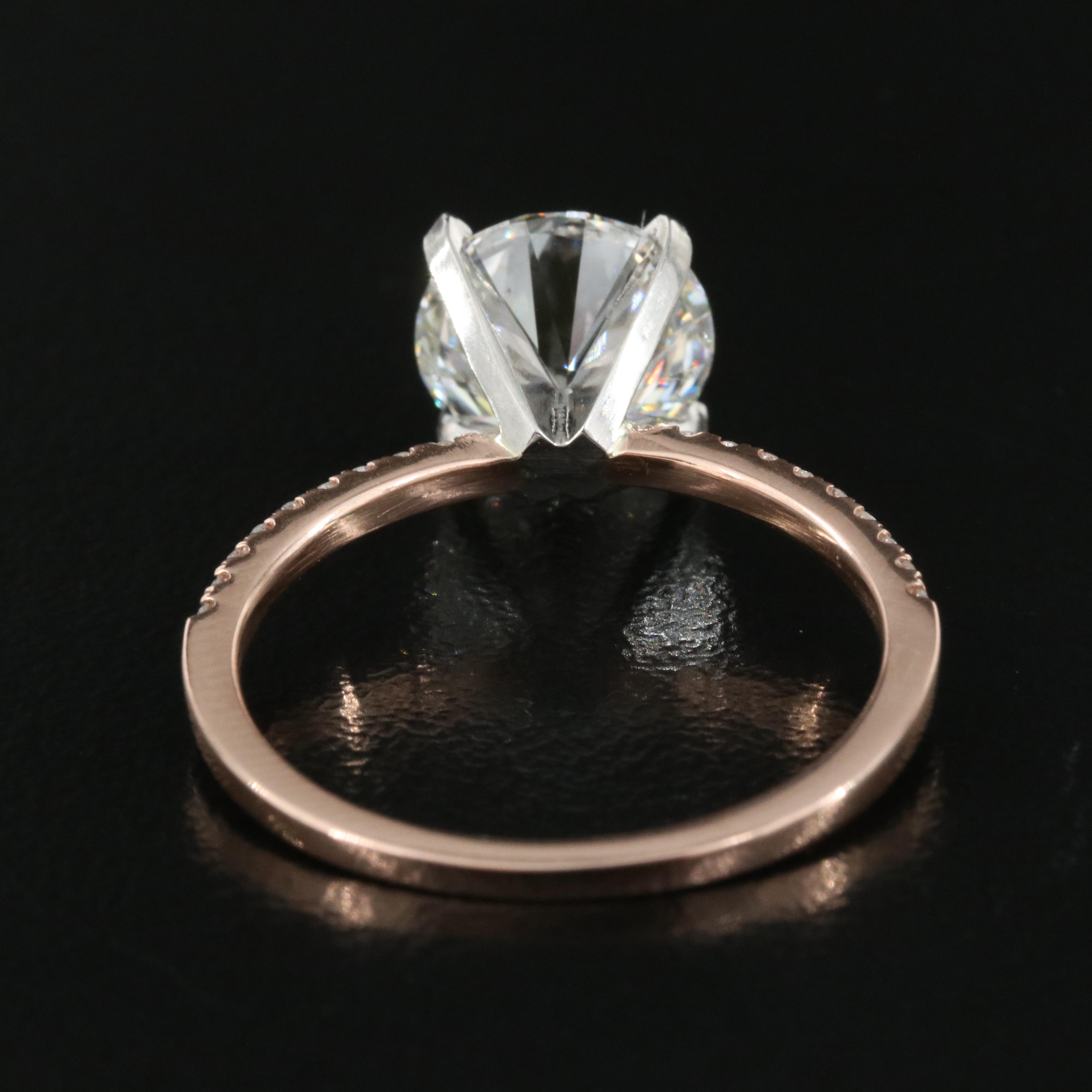 14K Rose Gold and Platinum 2.53 CTW Lab Grown Diamond Ring with IGI Report