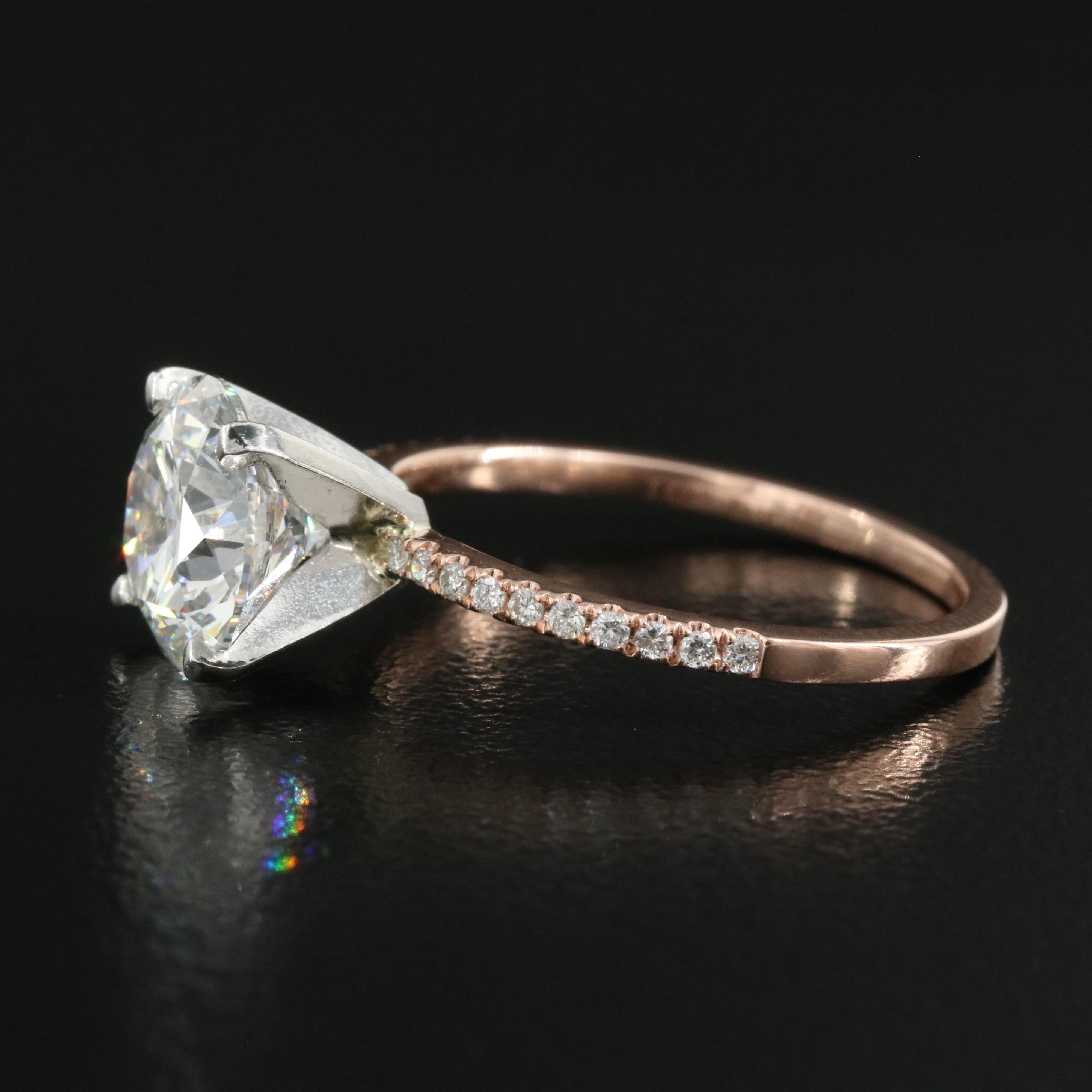 14K Rose Gold and Platinum 2.53 CTW Lab Grown Diamond Ring with IGI Report
