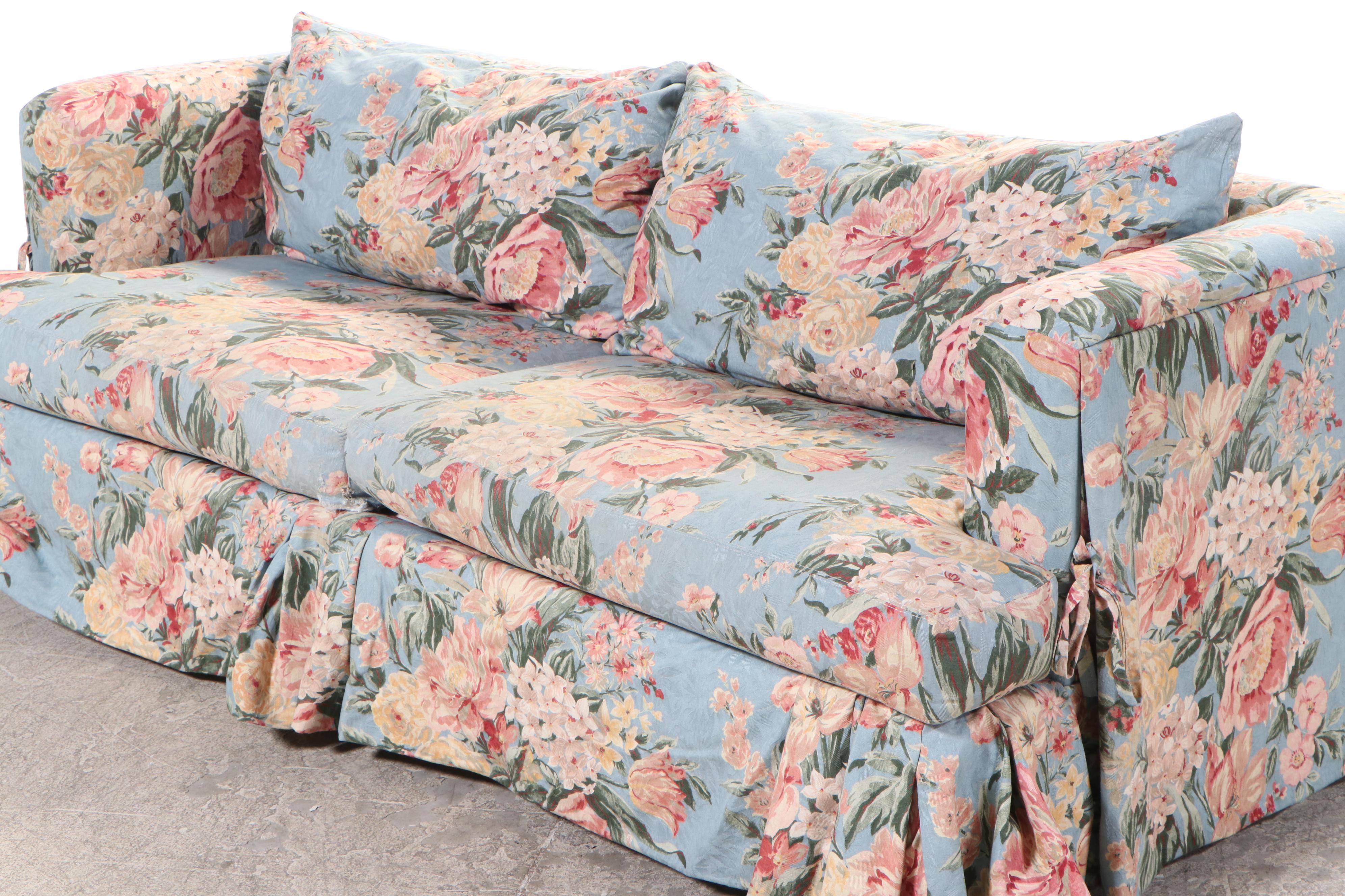 Drexel-Heritage Two-Seat Sofa in Printed Floral Upholstery