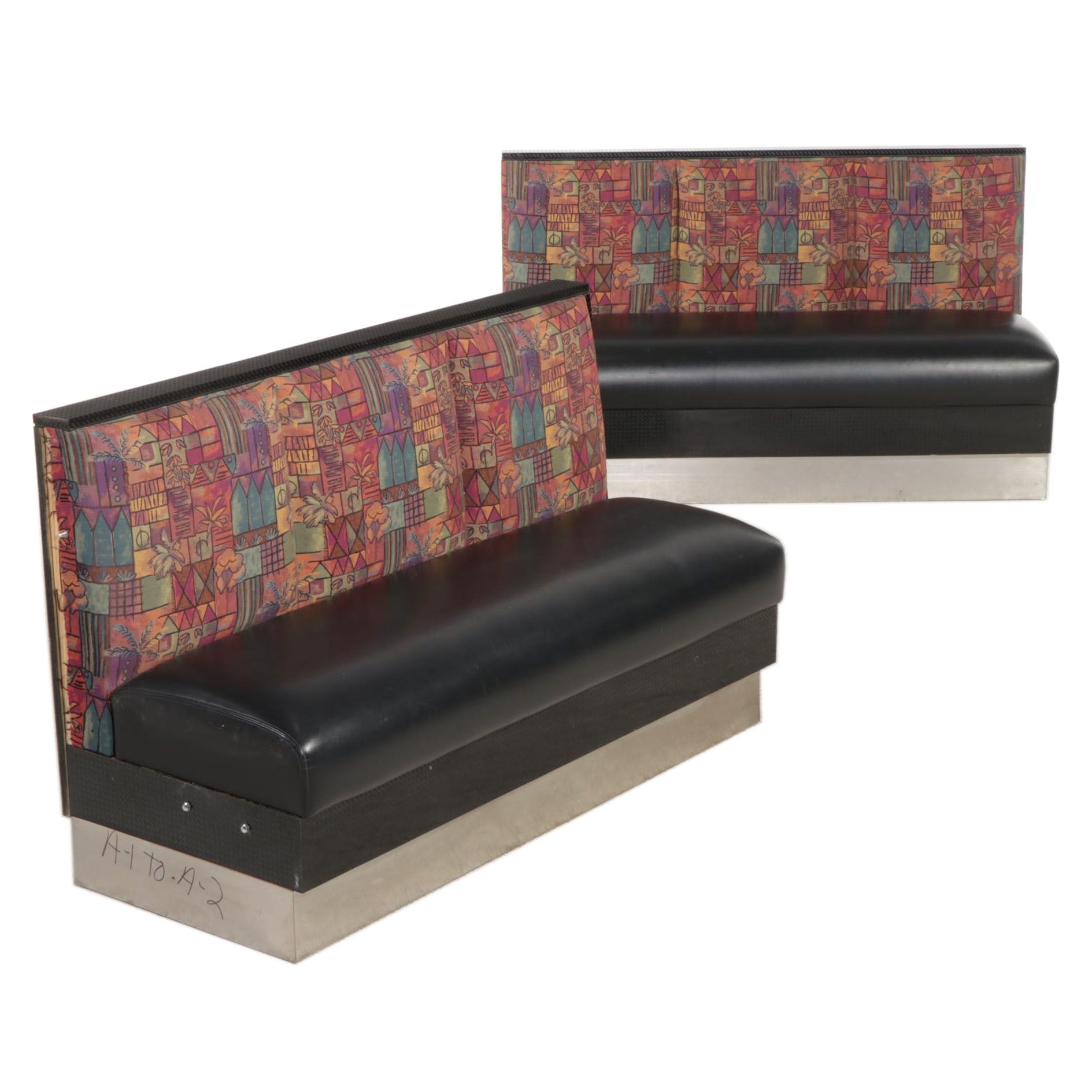 Pair of Falcon Vinyl and Fabric Upholstered Restaurant Booth Seats