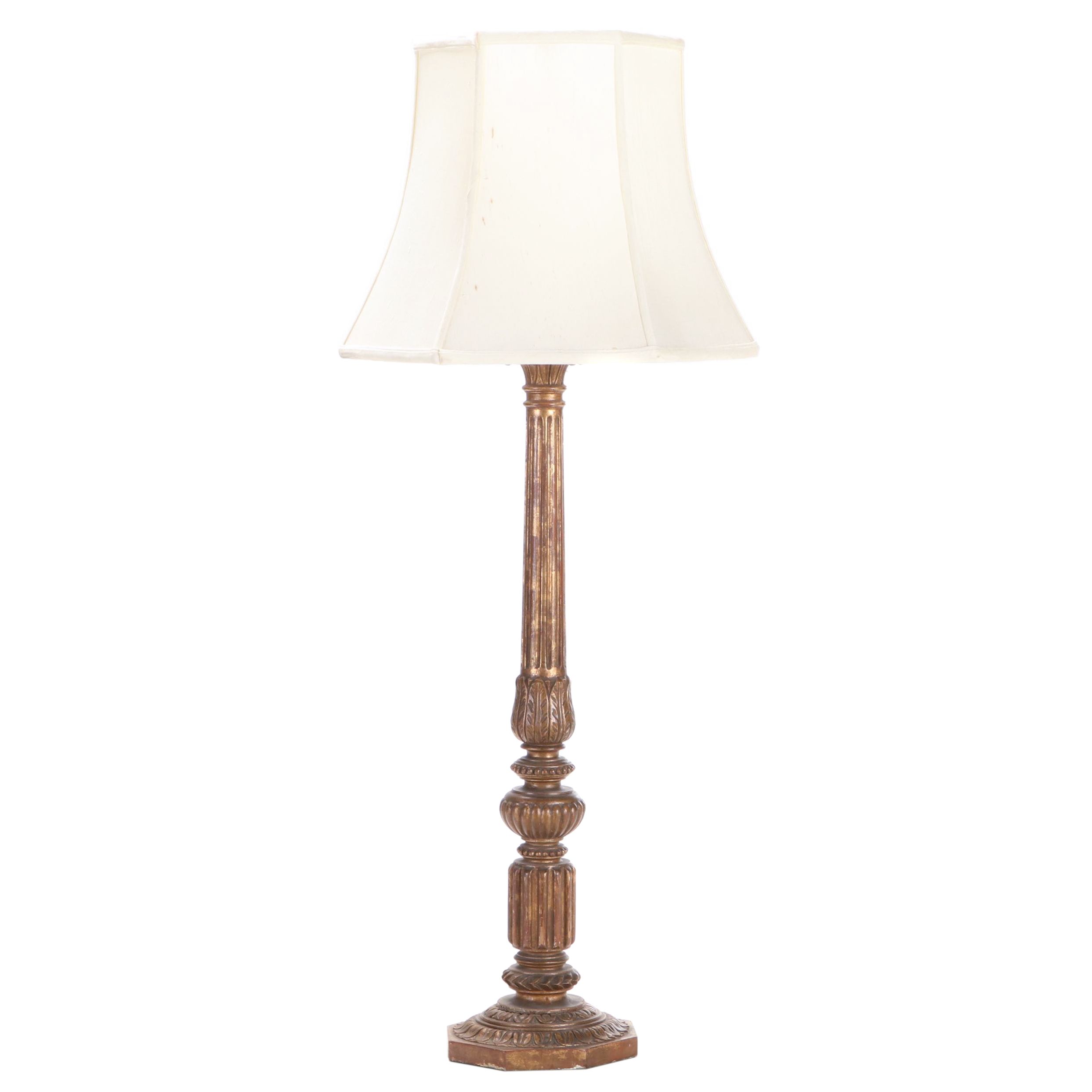 Neoclassical Style Carved Giltwood Console Table Lamp, Early to Mid-20th Century
