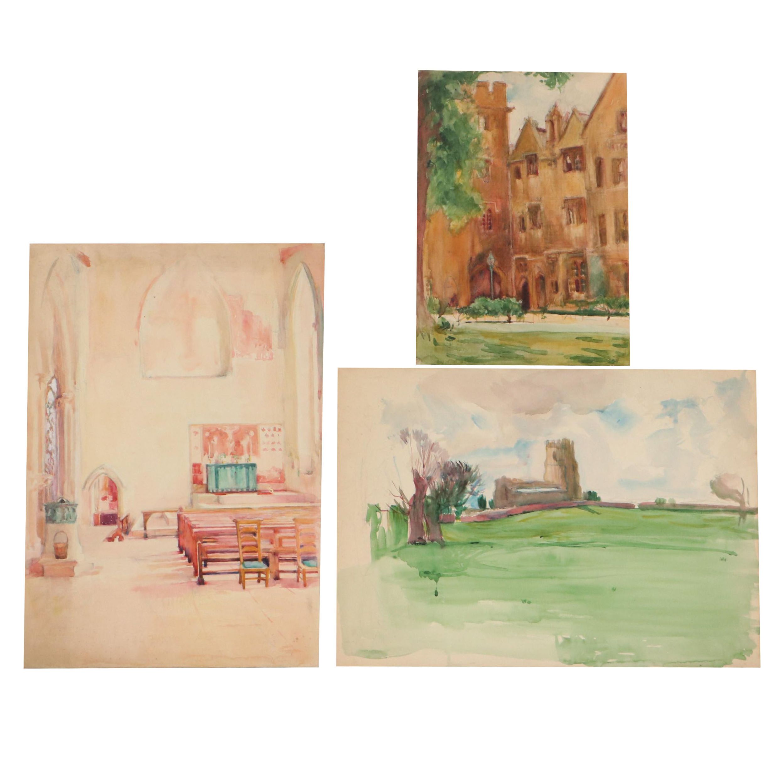 Corinne Margaret Cunningham Landscape Watercolor Paintings, Circa 1930