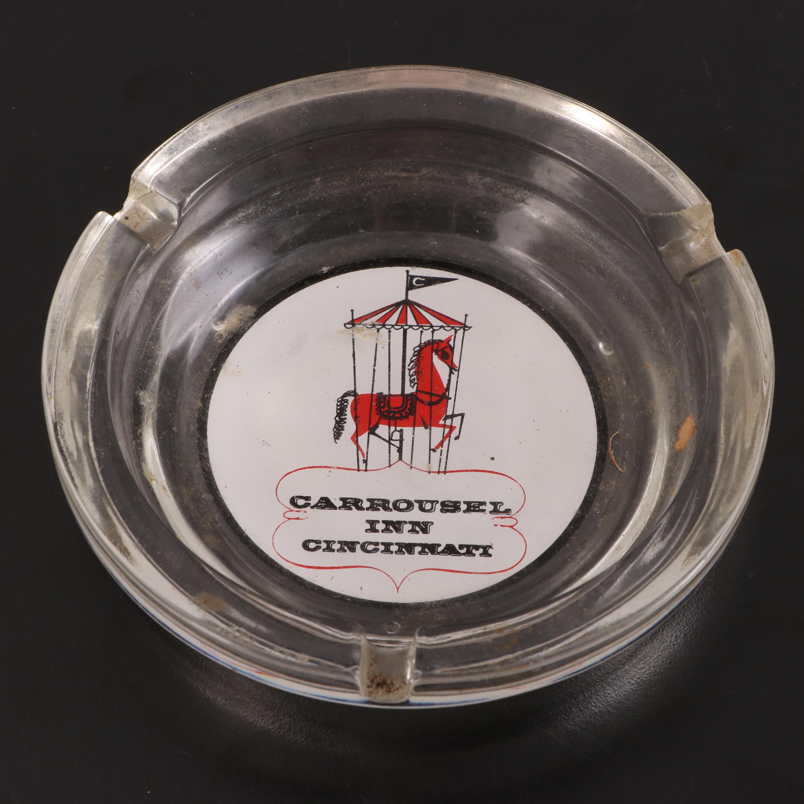 Holiday Inn and Other Motel Glass Advertising Ashtrays with Apollo Mission Cups