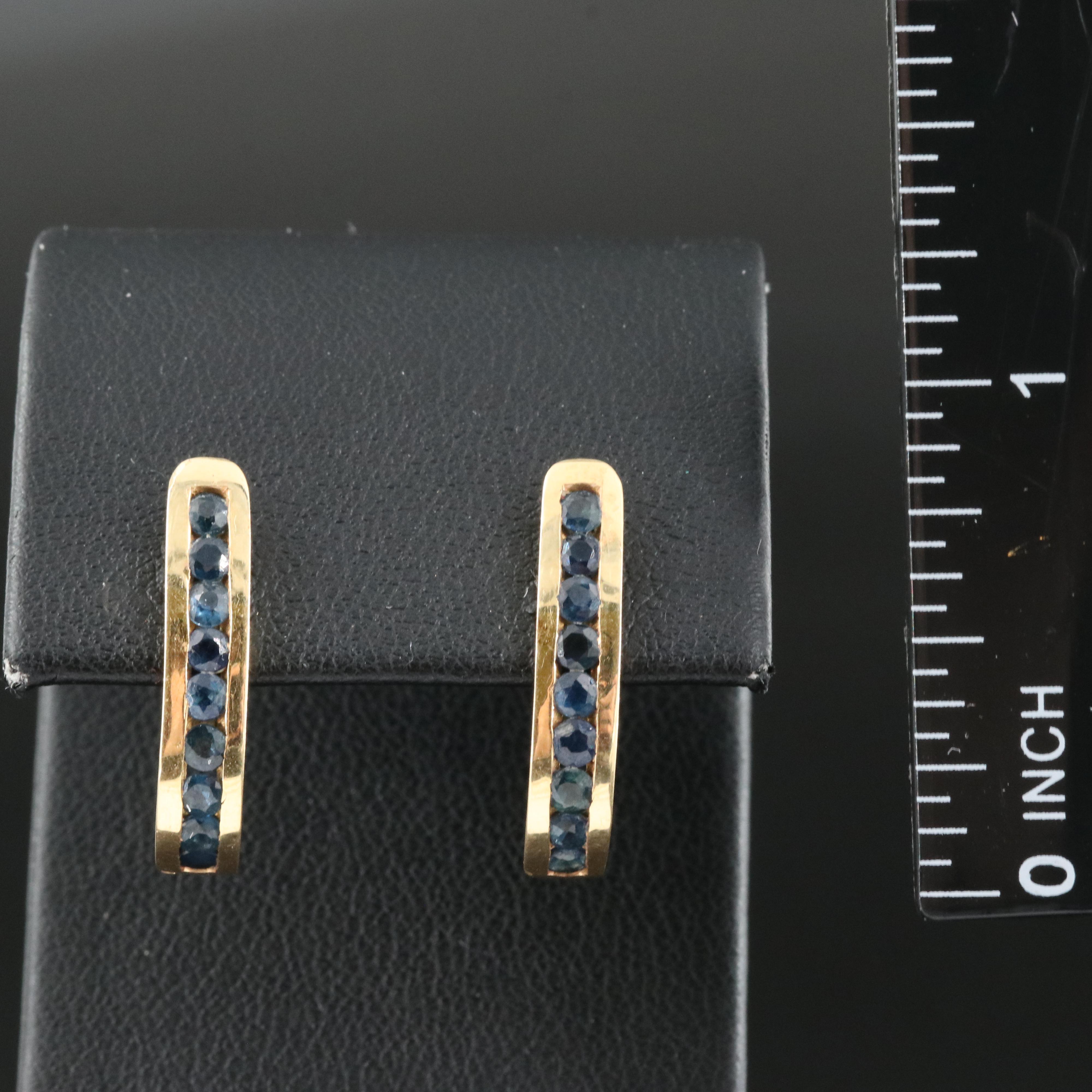 18K Sapphire J Hoop Channel Earrings