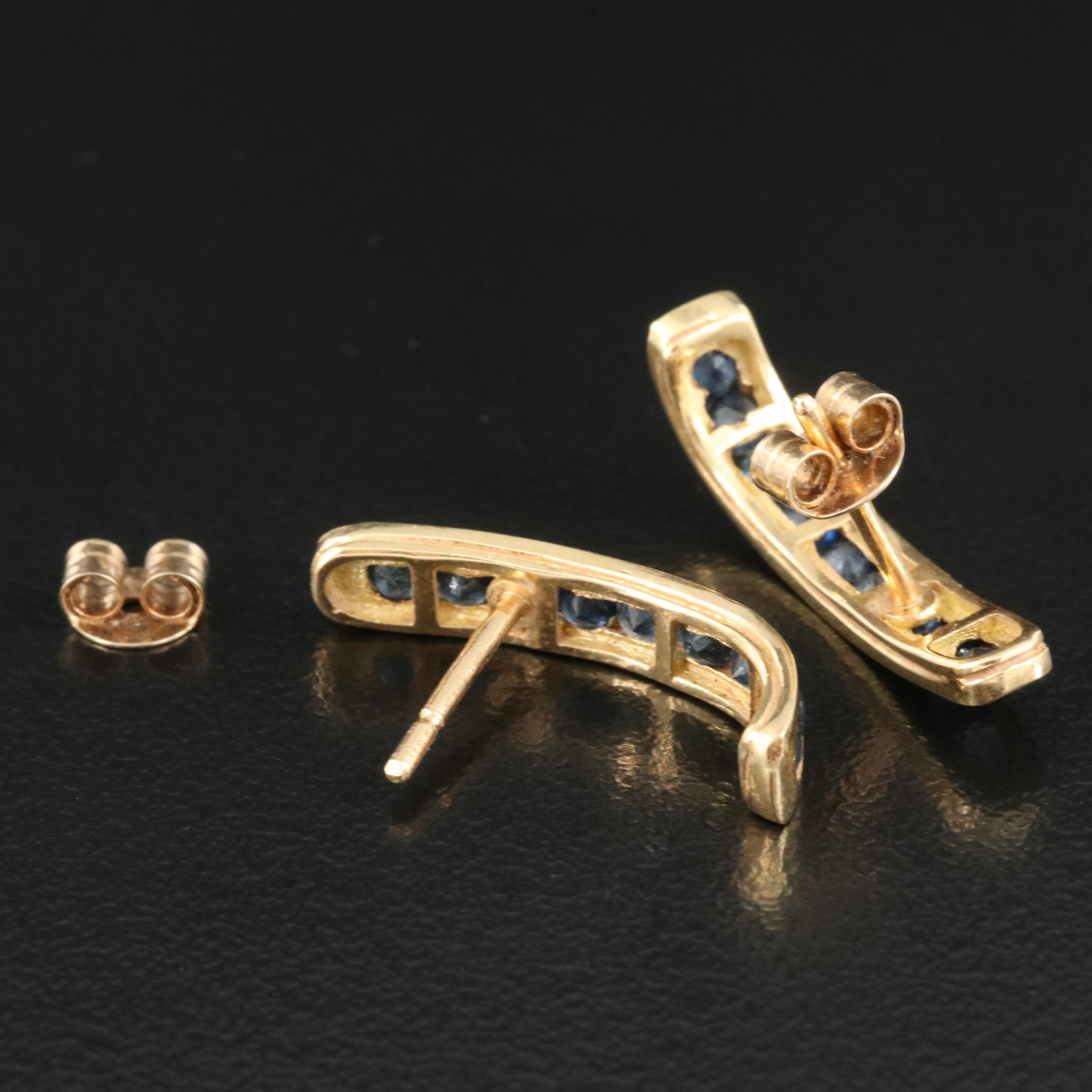 18K Sapphire J Hoop Channel Earrings
