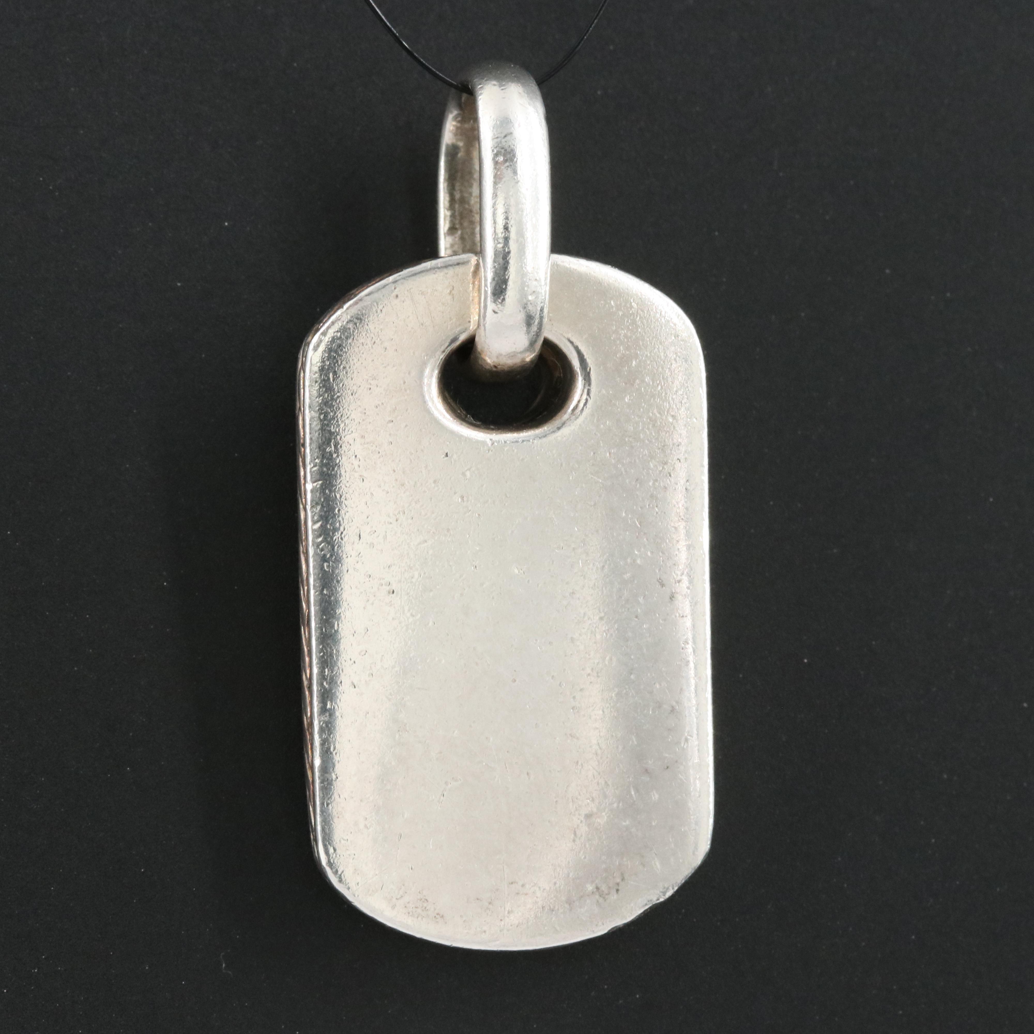 David Yurman Sterling Rhodonite and Diamond Limited Edition Dog Tag Pendant