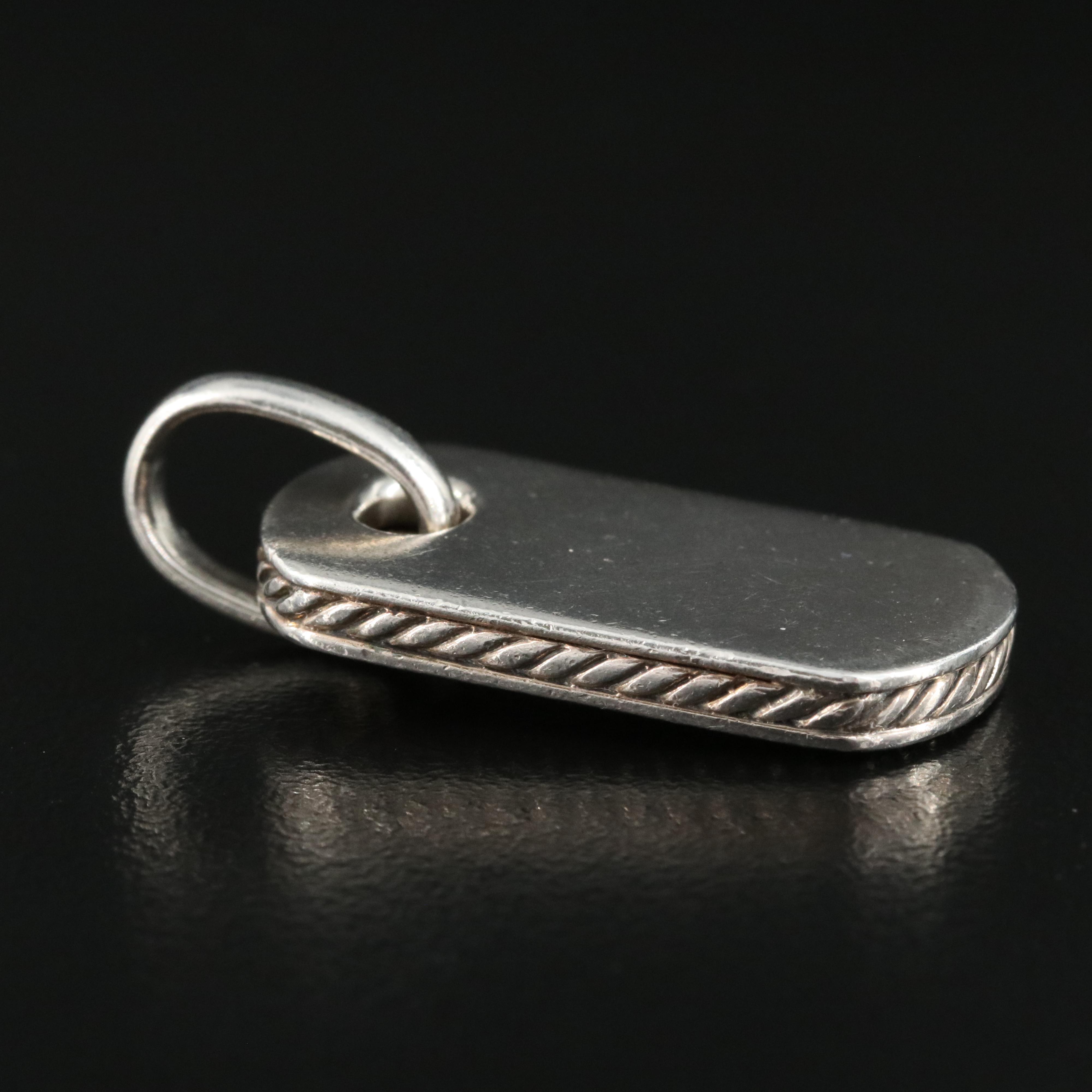 David Yurman Sterling Rhodonite and Diamond Limited Edition Dog Tag Pendant