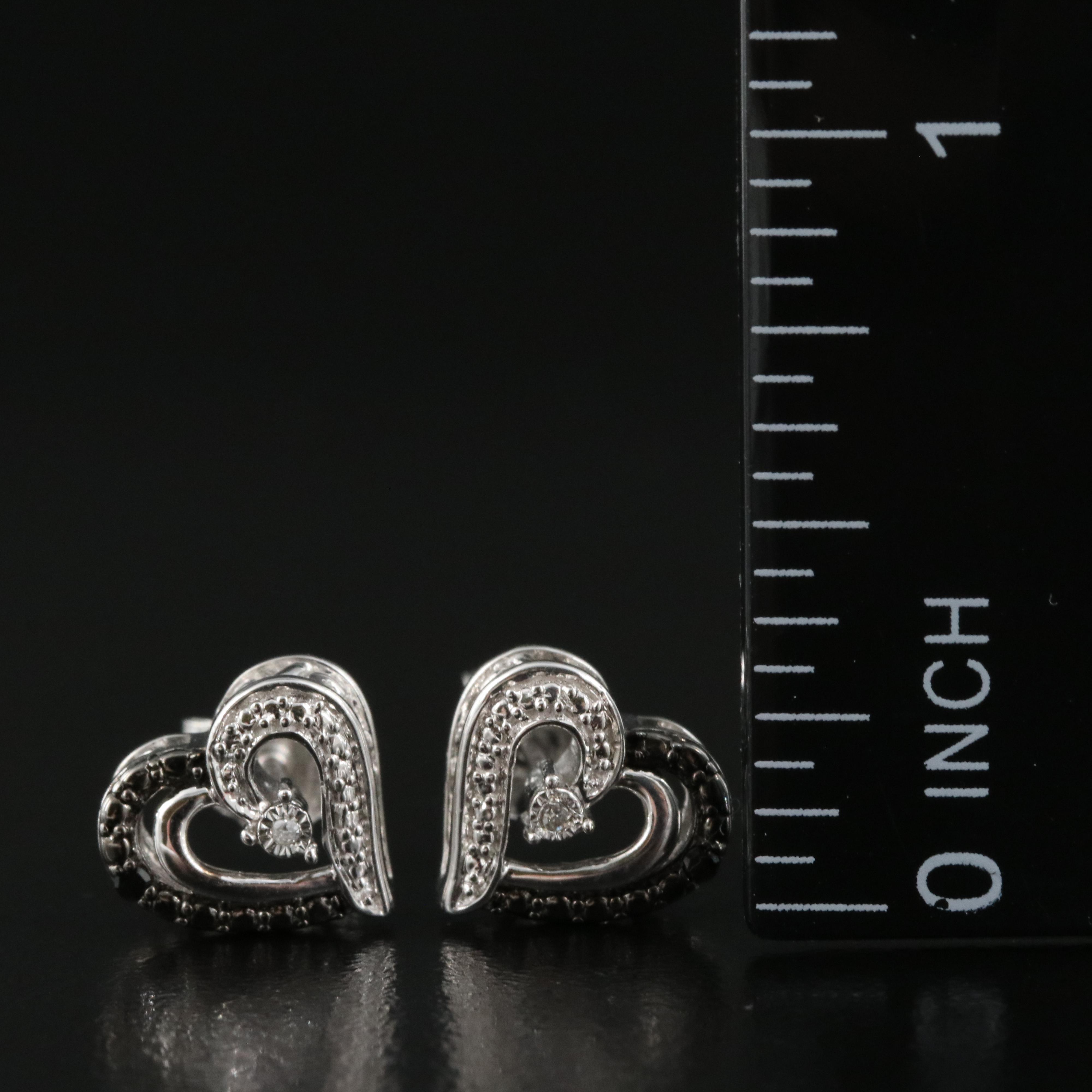 Sterling Diamond Heart Earrings