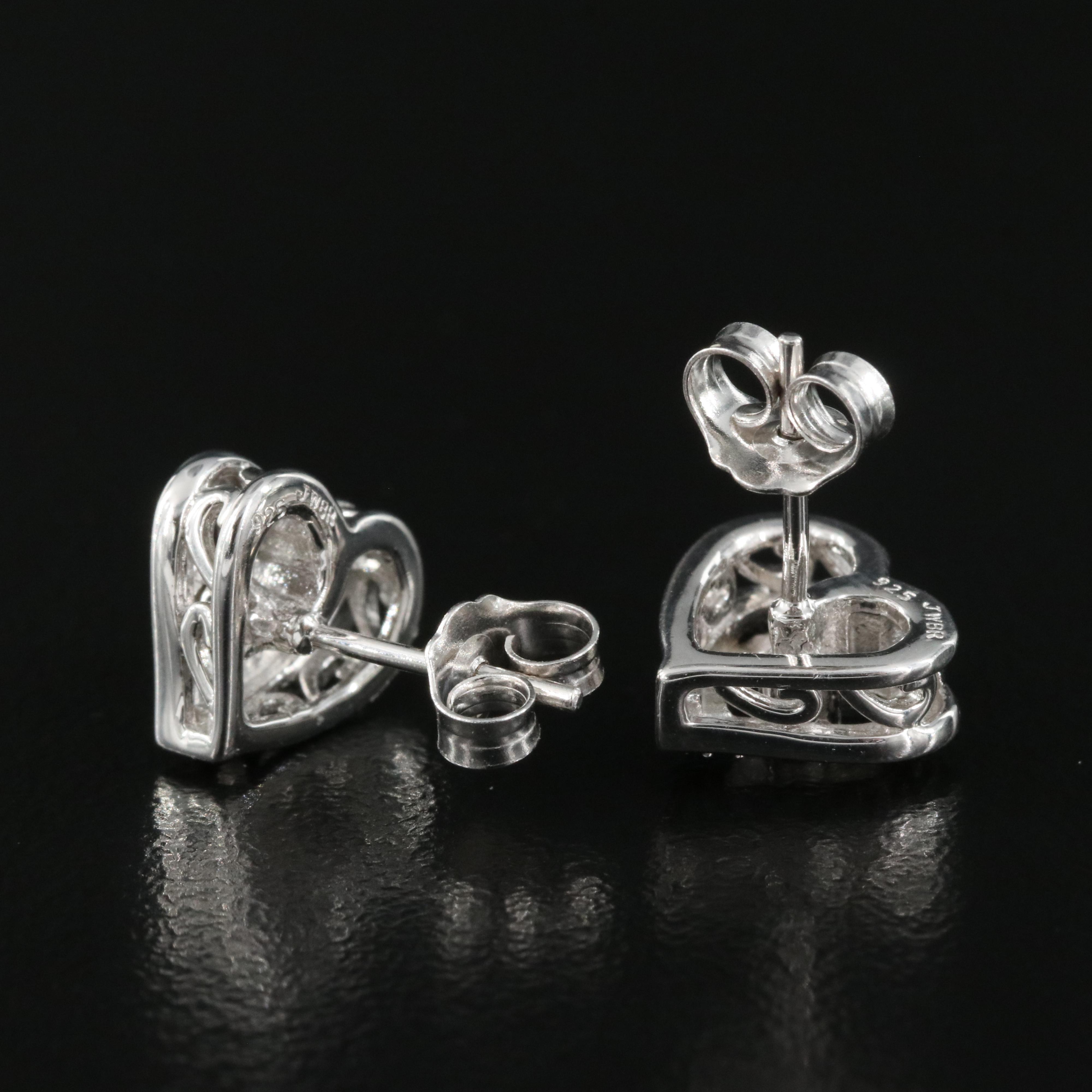 Sterling Diamond Heart Earrings
