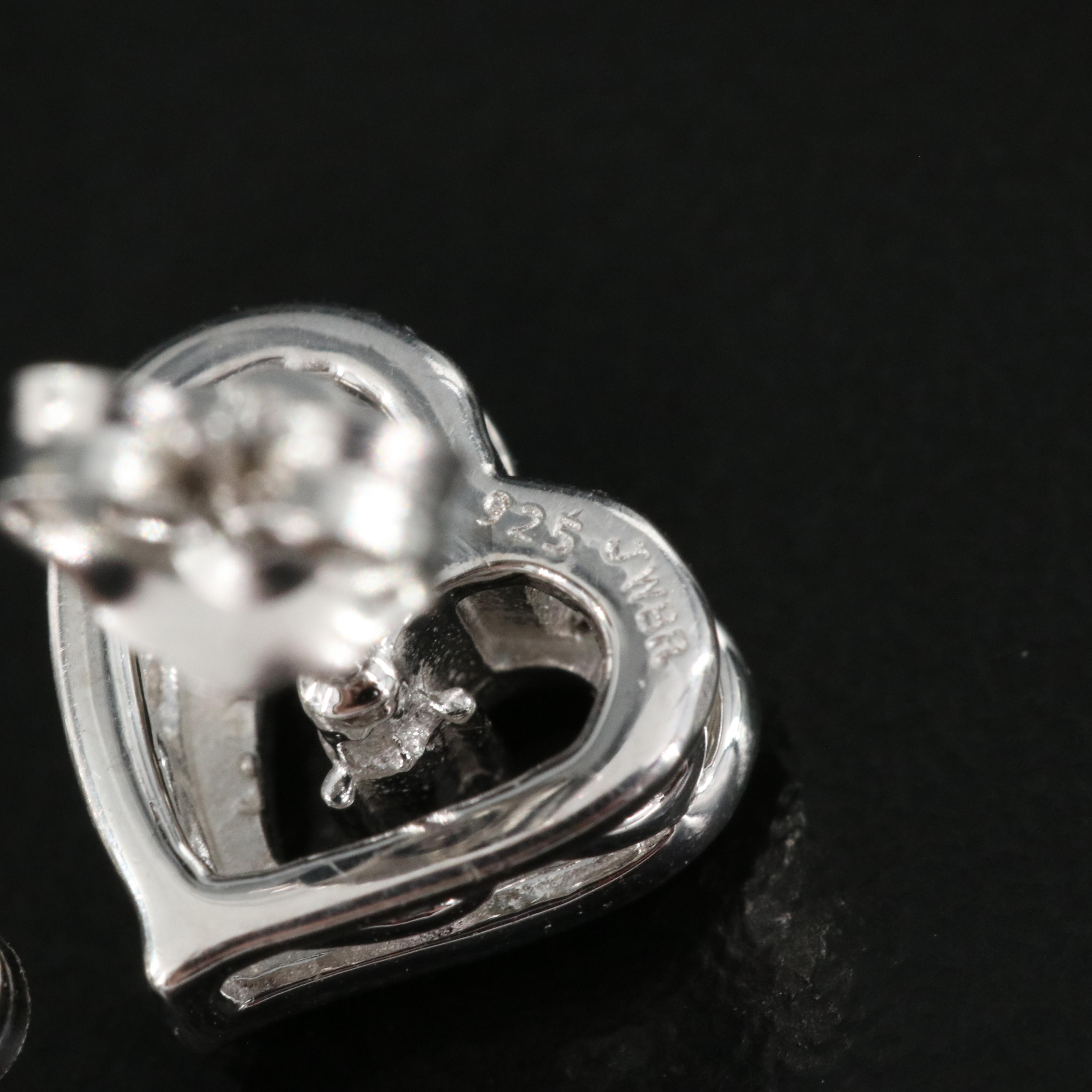 Sterling Diamond Heart Earrings