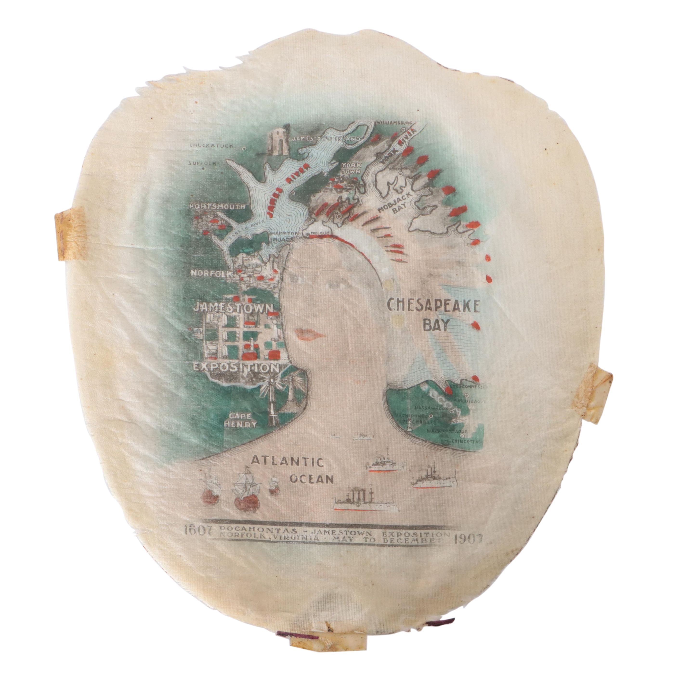 Jamestown Expedition Hand-Colored Lithograph Map of Chesapeake Bay