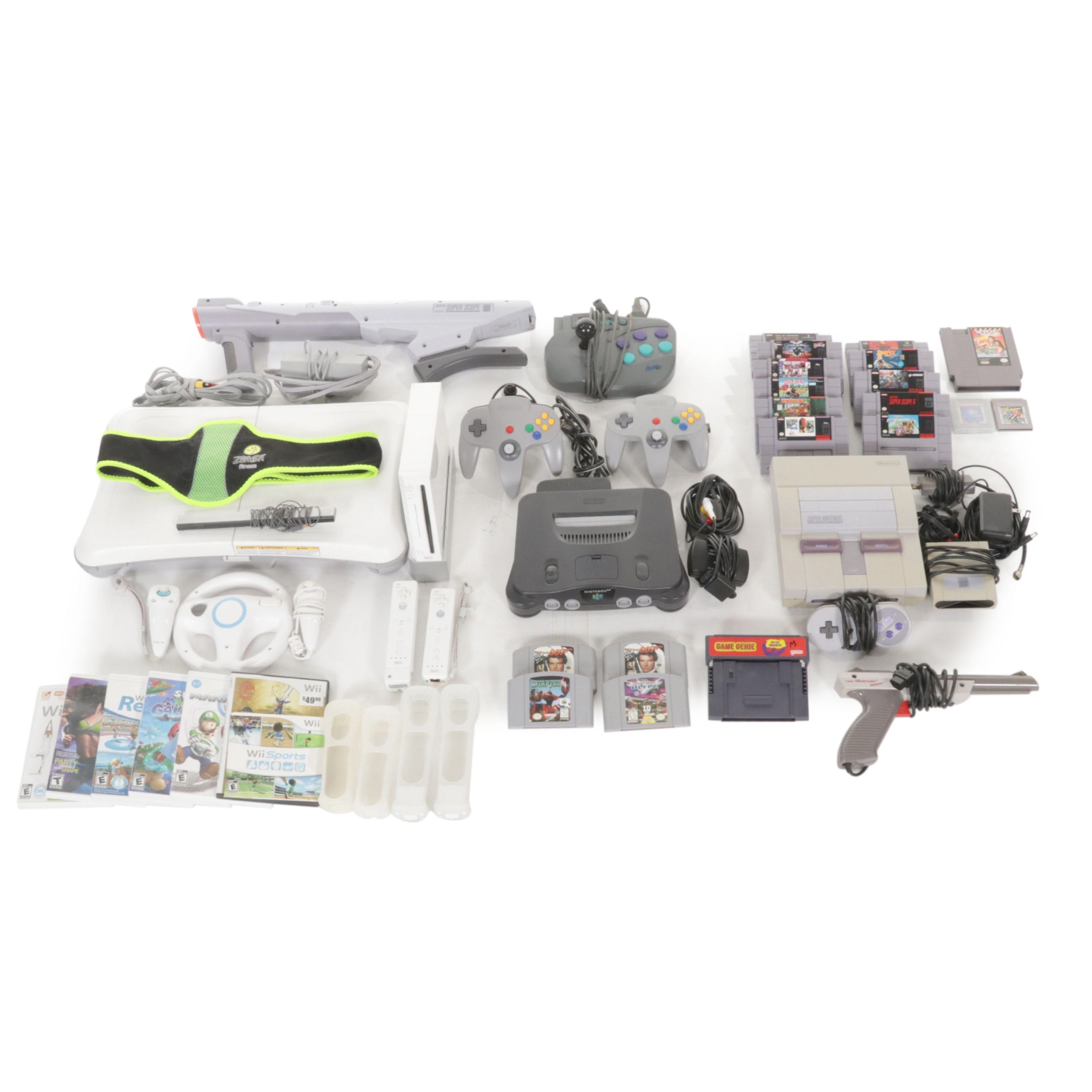 Nintendo 64, Super Nintendo, Wii RVL-001 With Games and Accessories