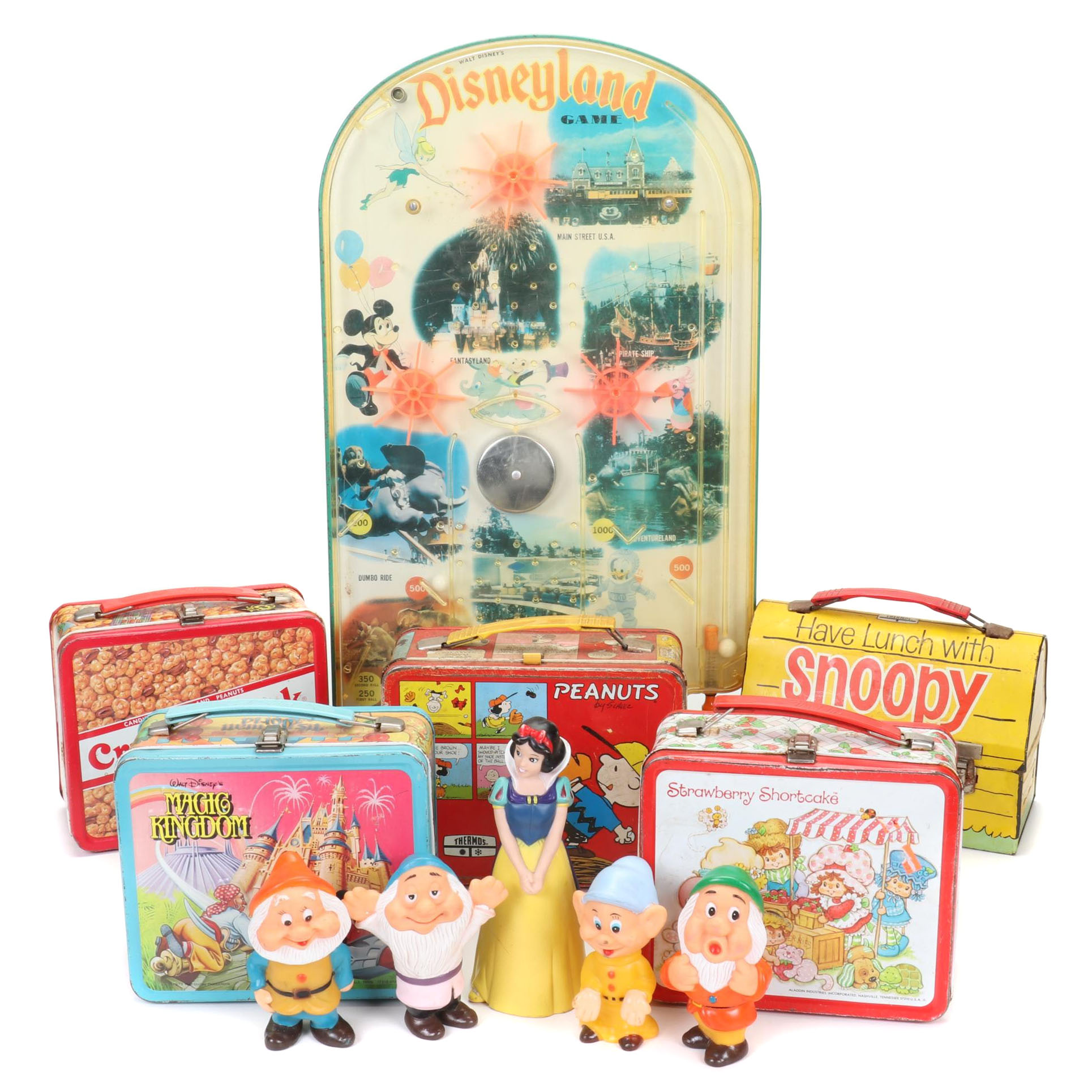 Disneyland Pinball Game, Snow White Toys and Tin Litho Lunchboxes