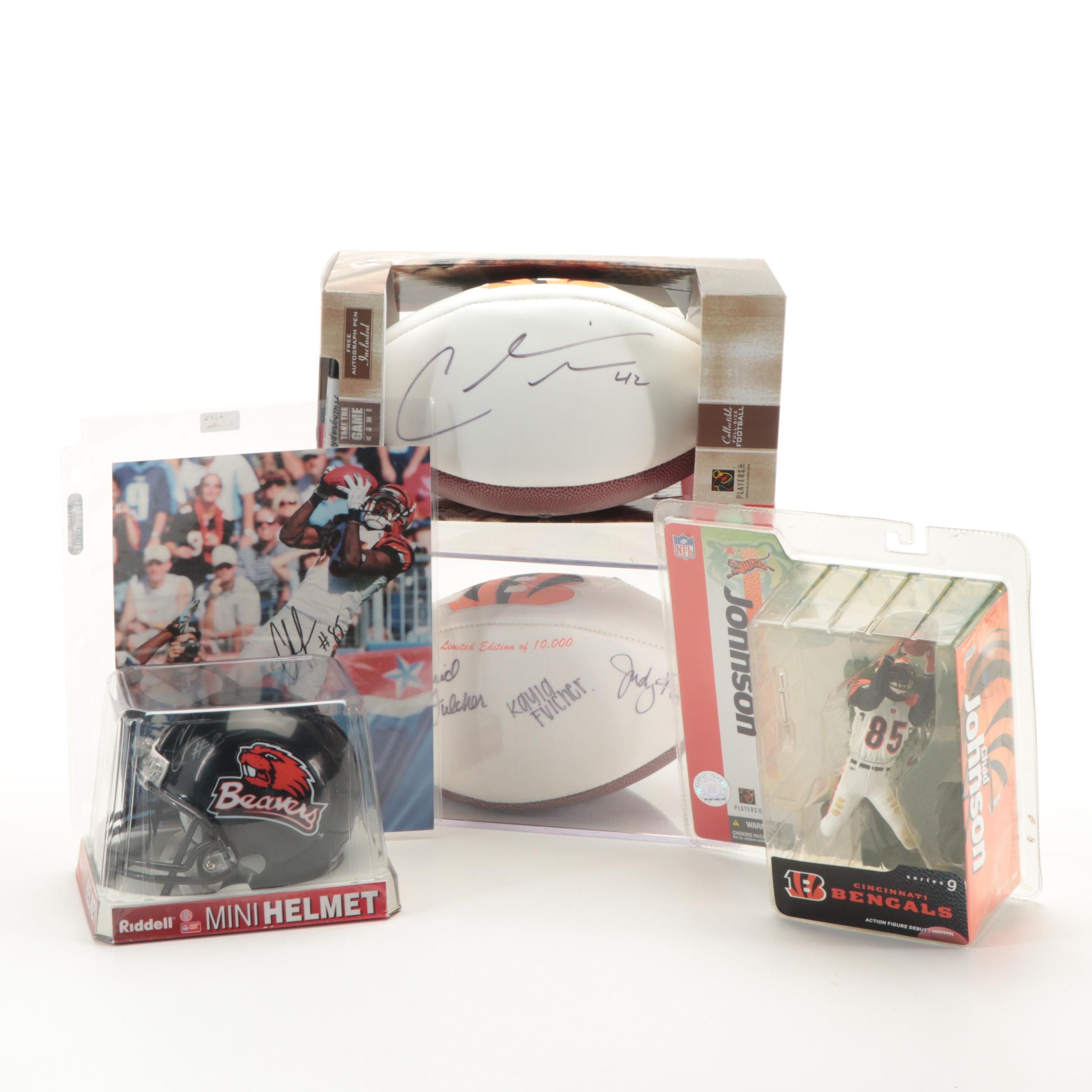 Cincinnati Bengals Johnson, Fulcher and Crocker Signed Footballs, Helmet, More