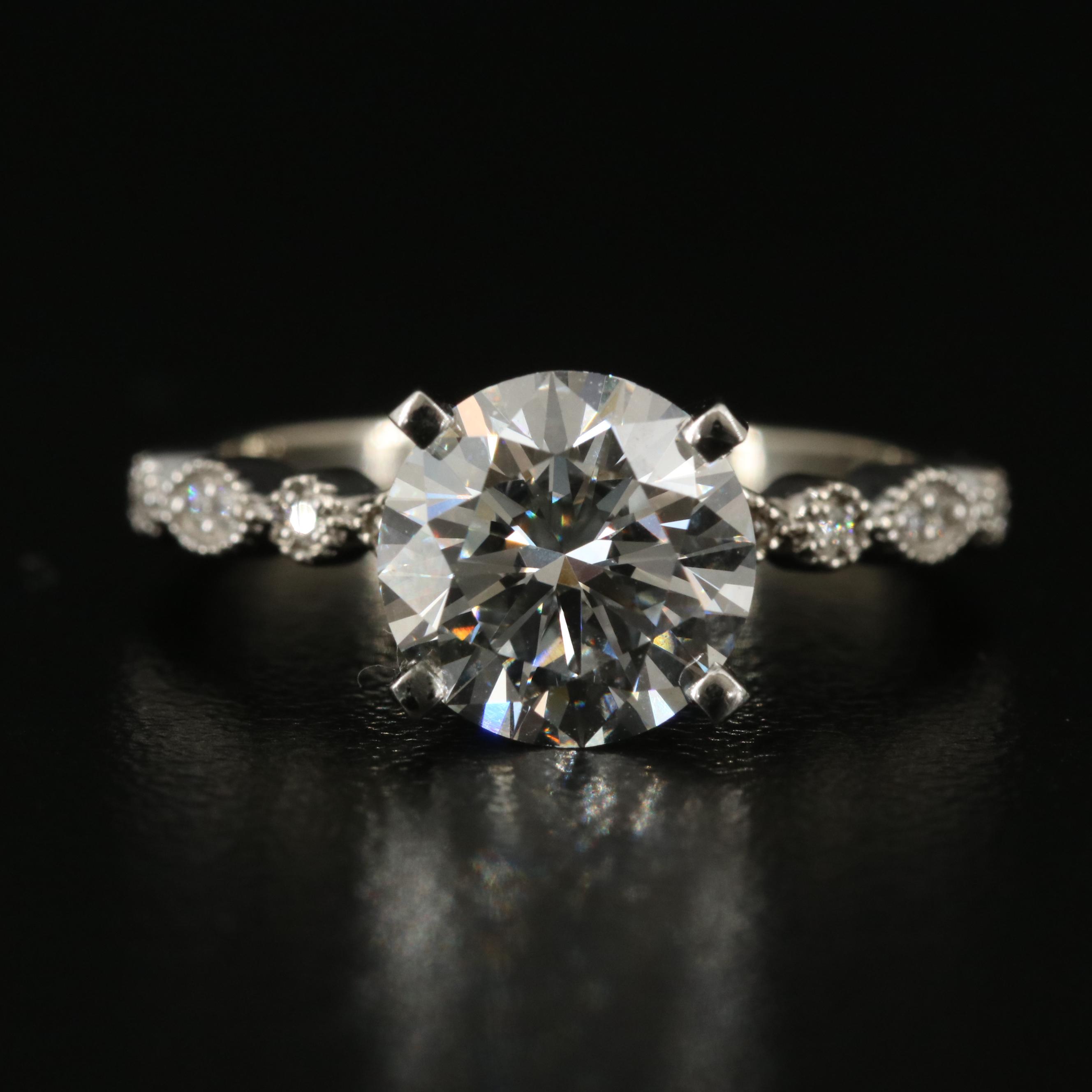 14K 2.33 CTW Lab Grown Diamond Ring with IGI Report and Platinum Head