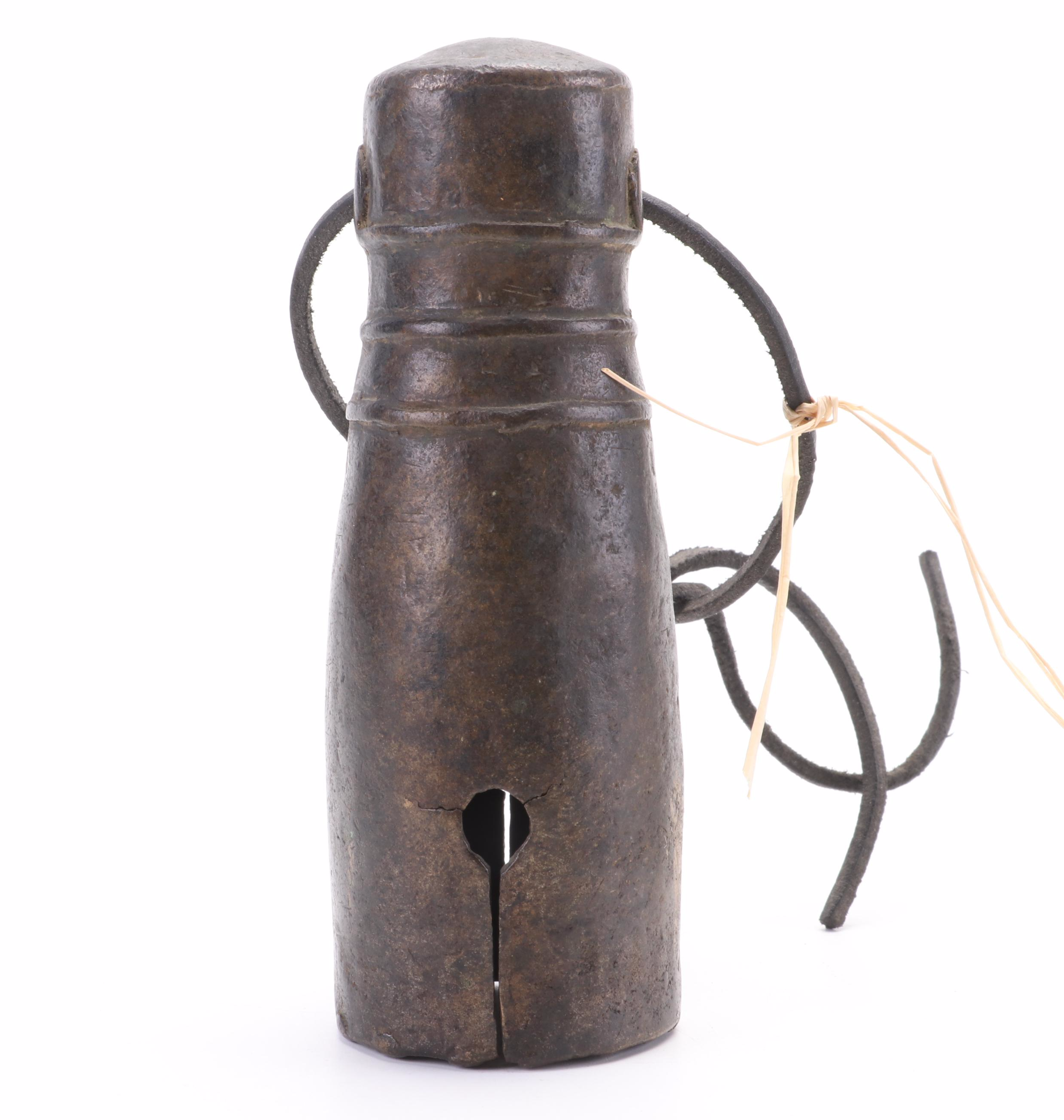 Cambodian Bronze Buddhist Temple Bell, 19th Century