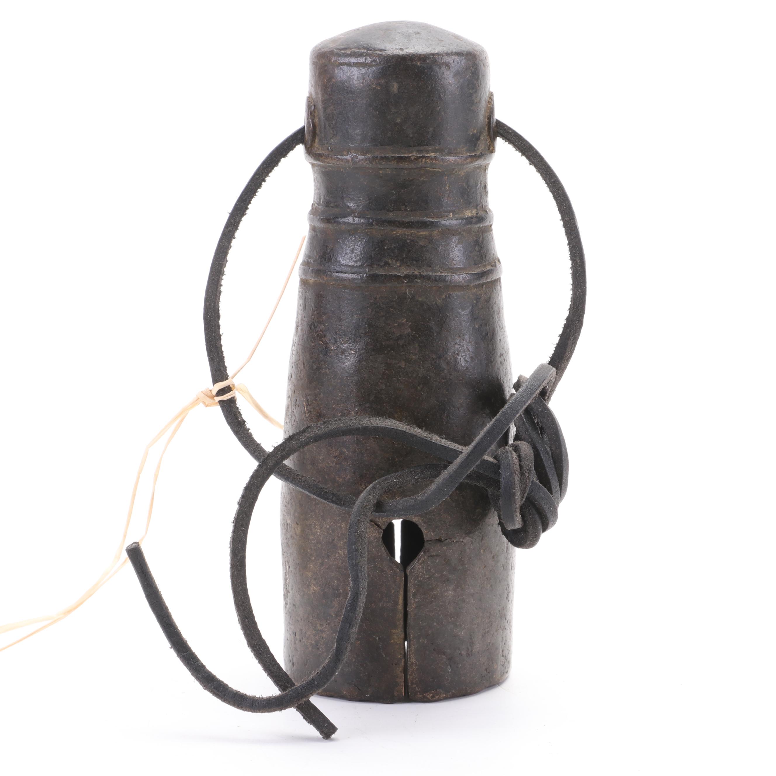 Cambodian Bronze Buddhist Temple Bell, 19th Century